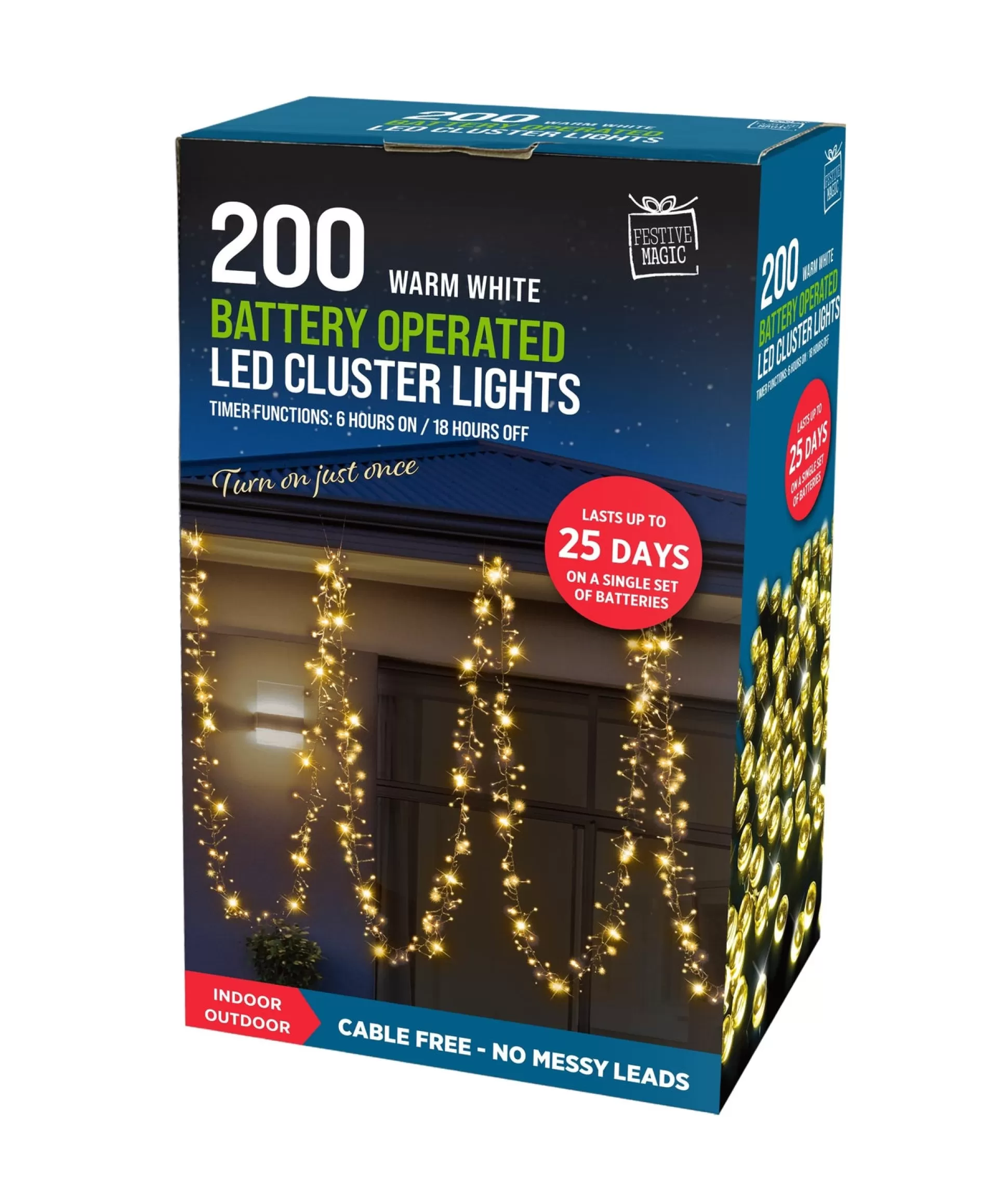 Battery Operated Lights>Christmas World 200 Led Battery Cluster Lights