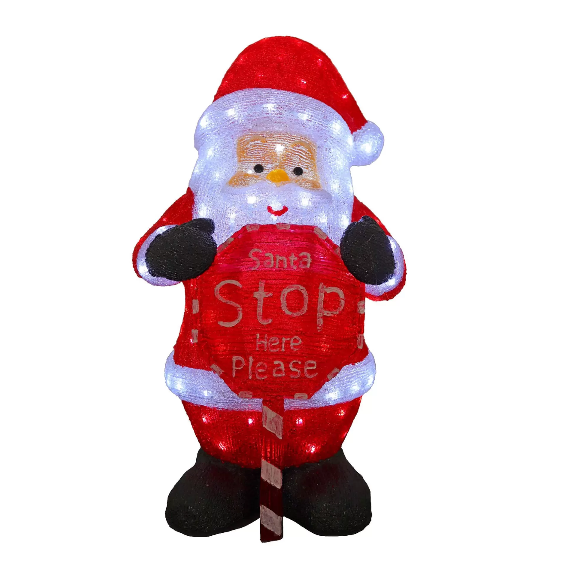 3D & 2D Displays>Christmas World 3D Acrylic Santa With Santa Stop Here Sign