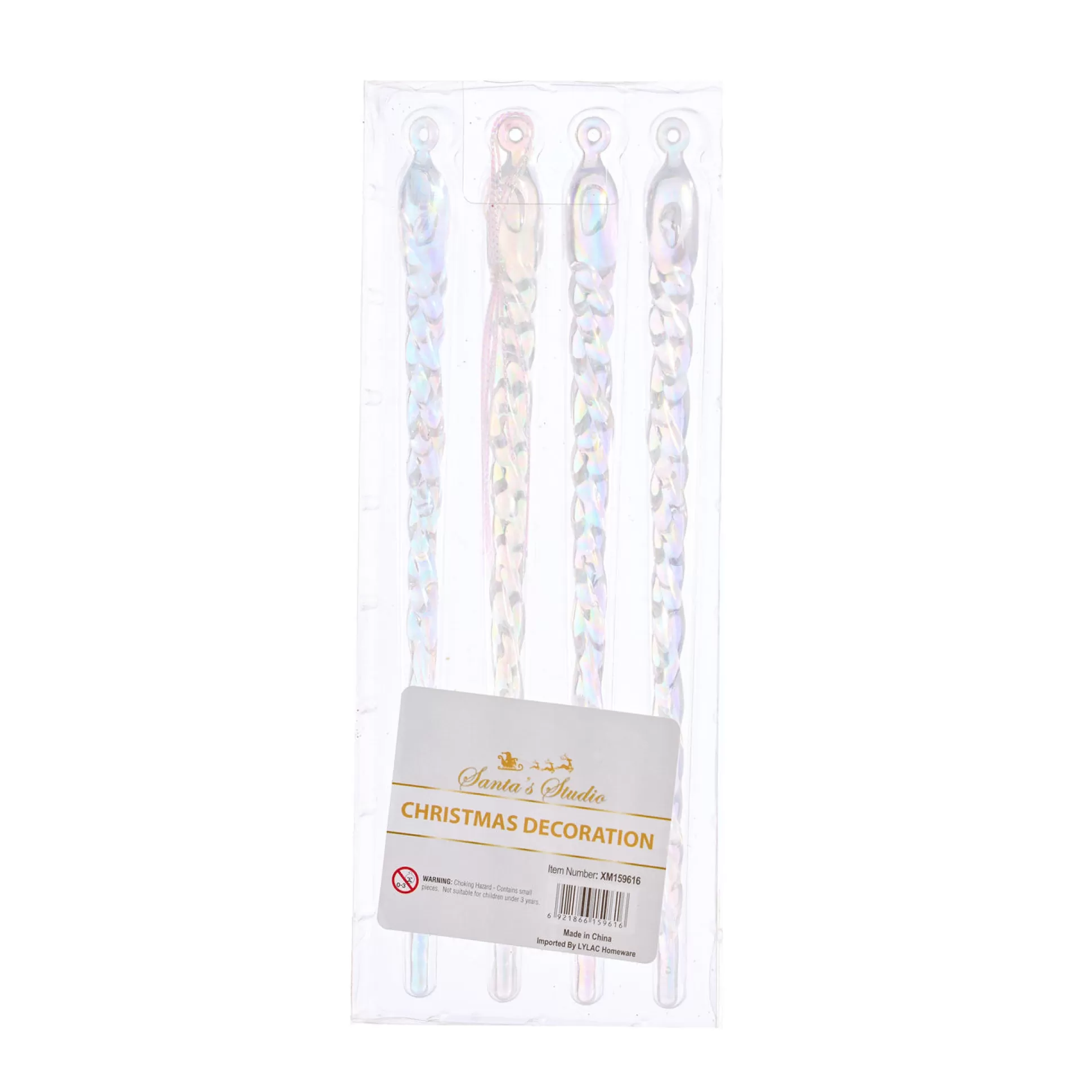 Magical Winter Wonderland>Christmas World 4Pk Iridescent Hanging Icicles (21Cm)