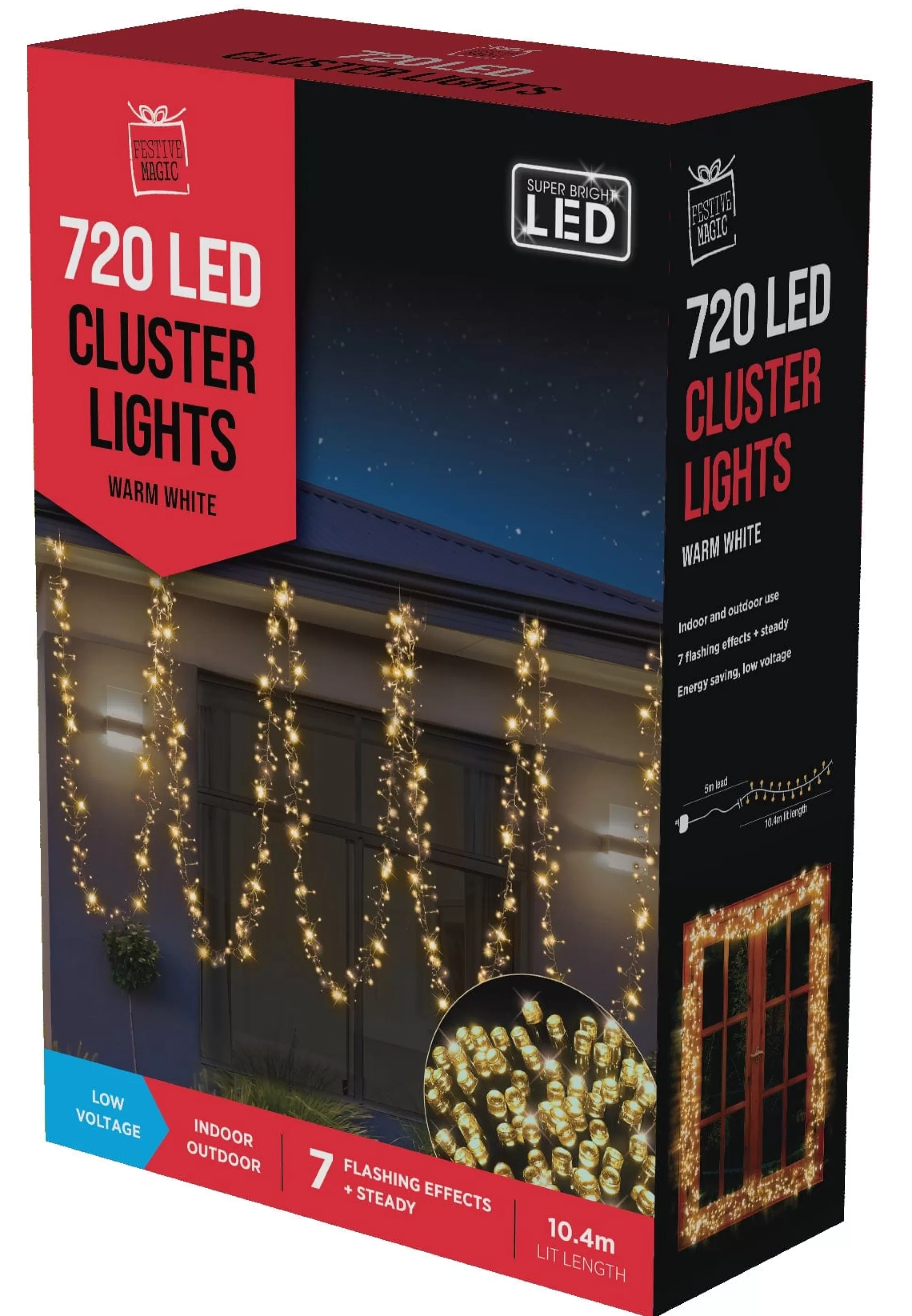 Cluster Lights>Christmas World 720 Led Cluster Lights Warm White (10.4M)