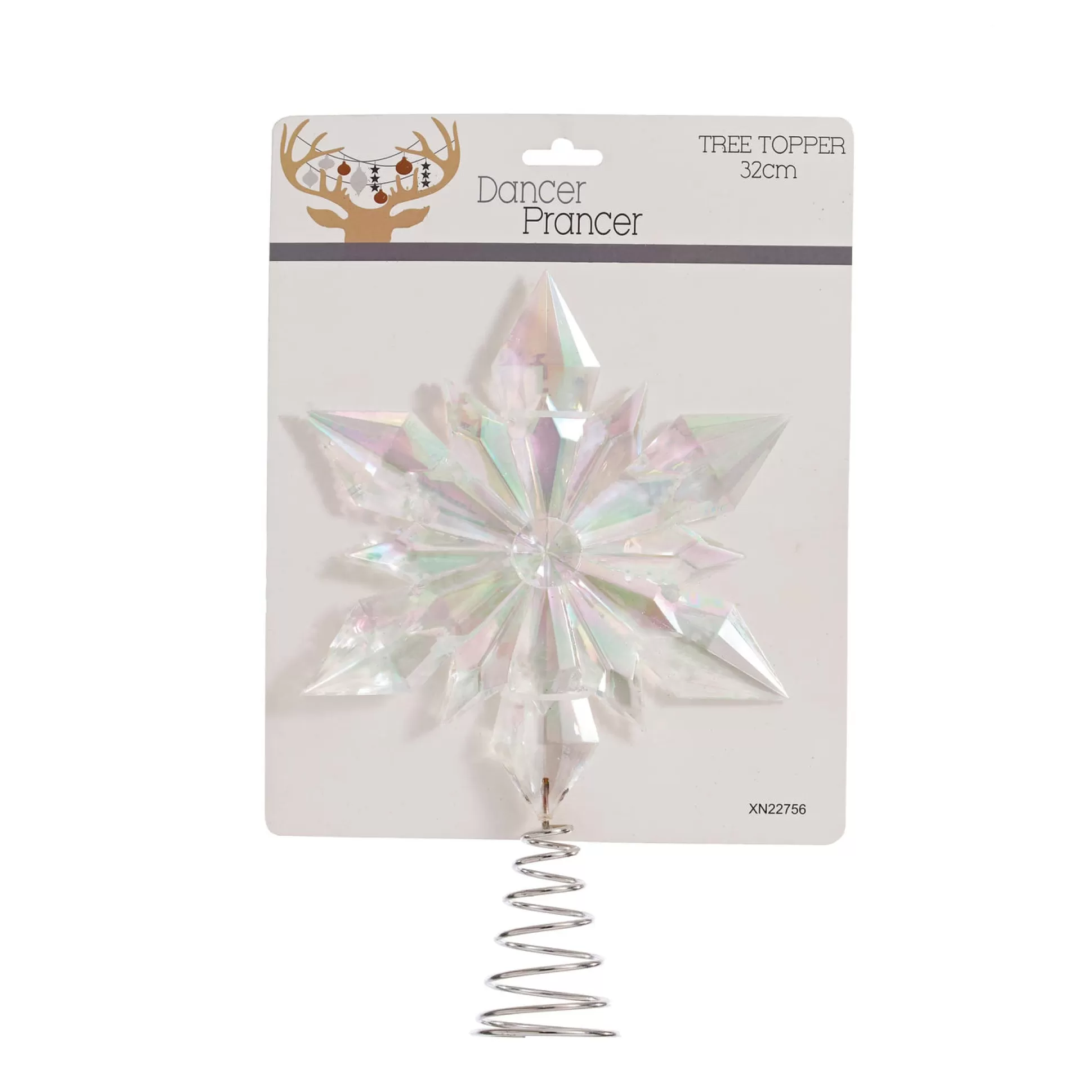 Tree Accessories>Christmas World Acrylic Snowflake Tree Topper Iridescent Finish (32Cm)