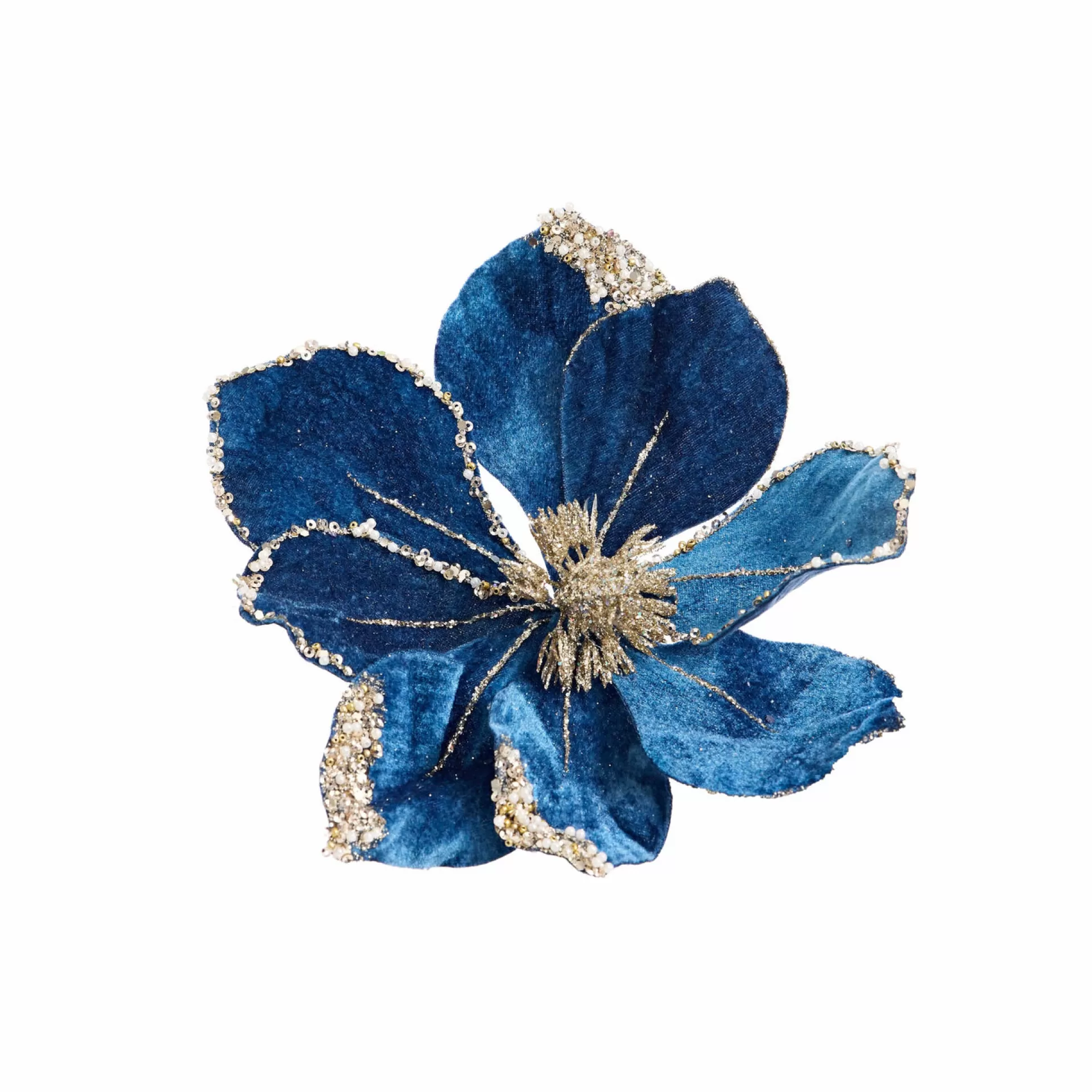 Magical Winter Wonderland>Christmas World Blue Magnolia With Clip (20Cm)