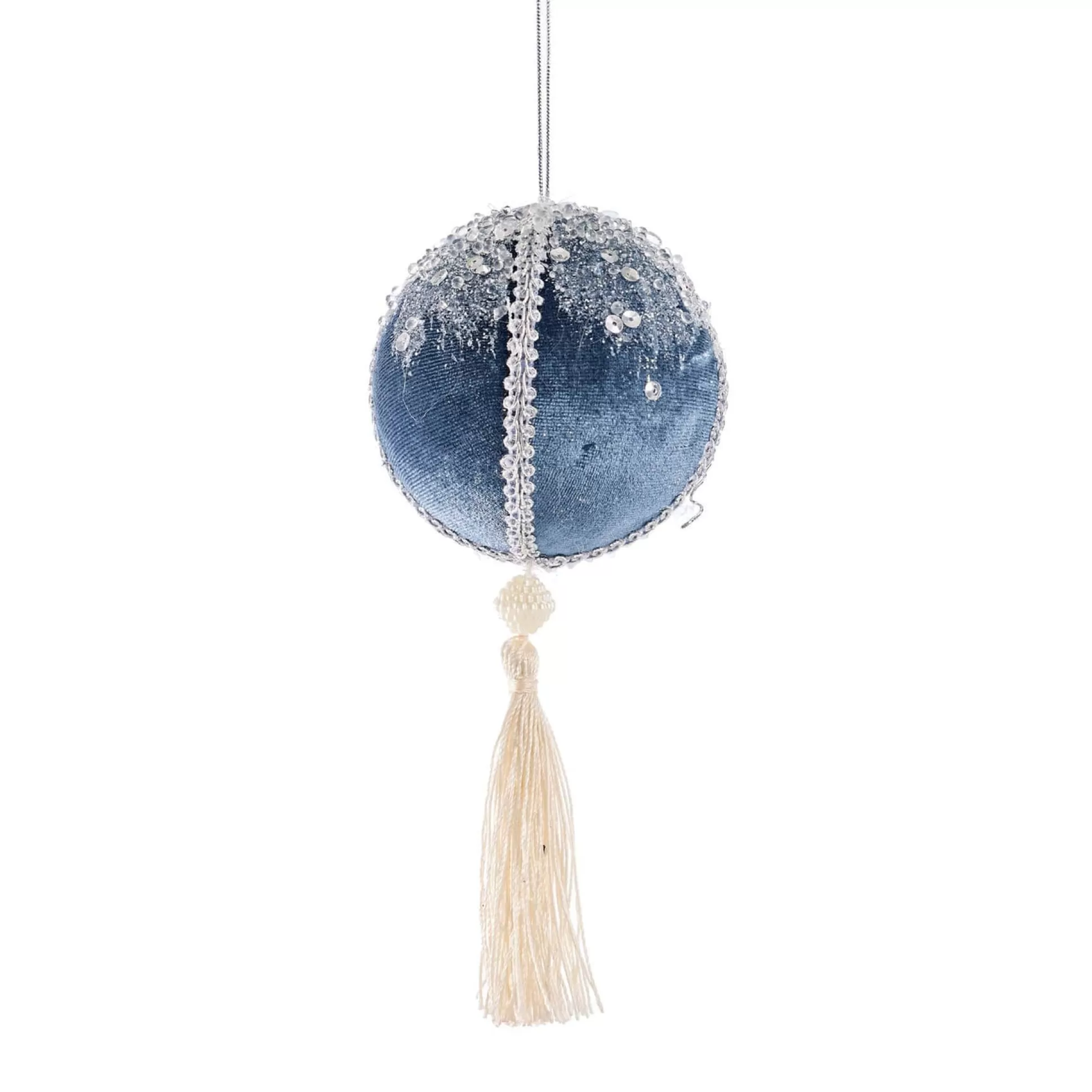 Hanging Decorations>Christmas World Blue Velvet Ball With Tassel (25Cm)