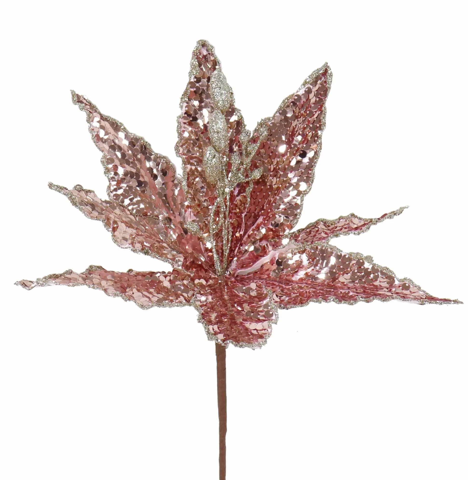 Pretty In Pink & Rose Gold>Christmas World Blush Velvet Full Sequin Poinsettia (25Cm)