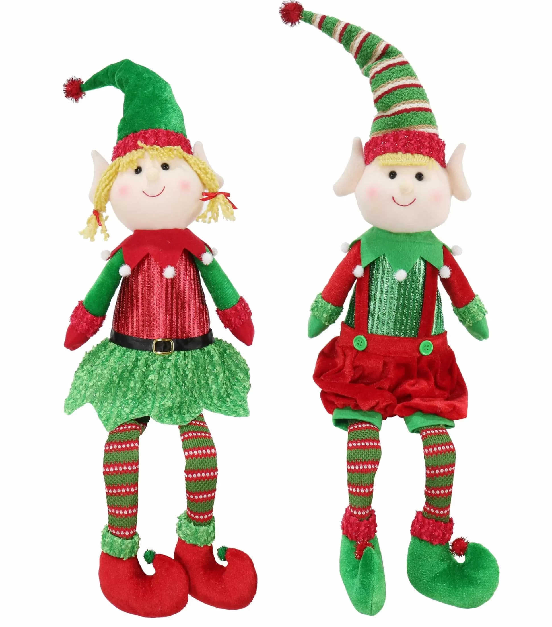 Elf'S Galore>Christmas World Boy Or Girl Sitting Elf With Dangly Legs Asst (70Cm) - Boy