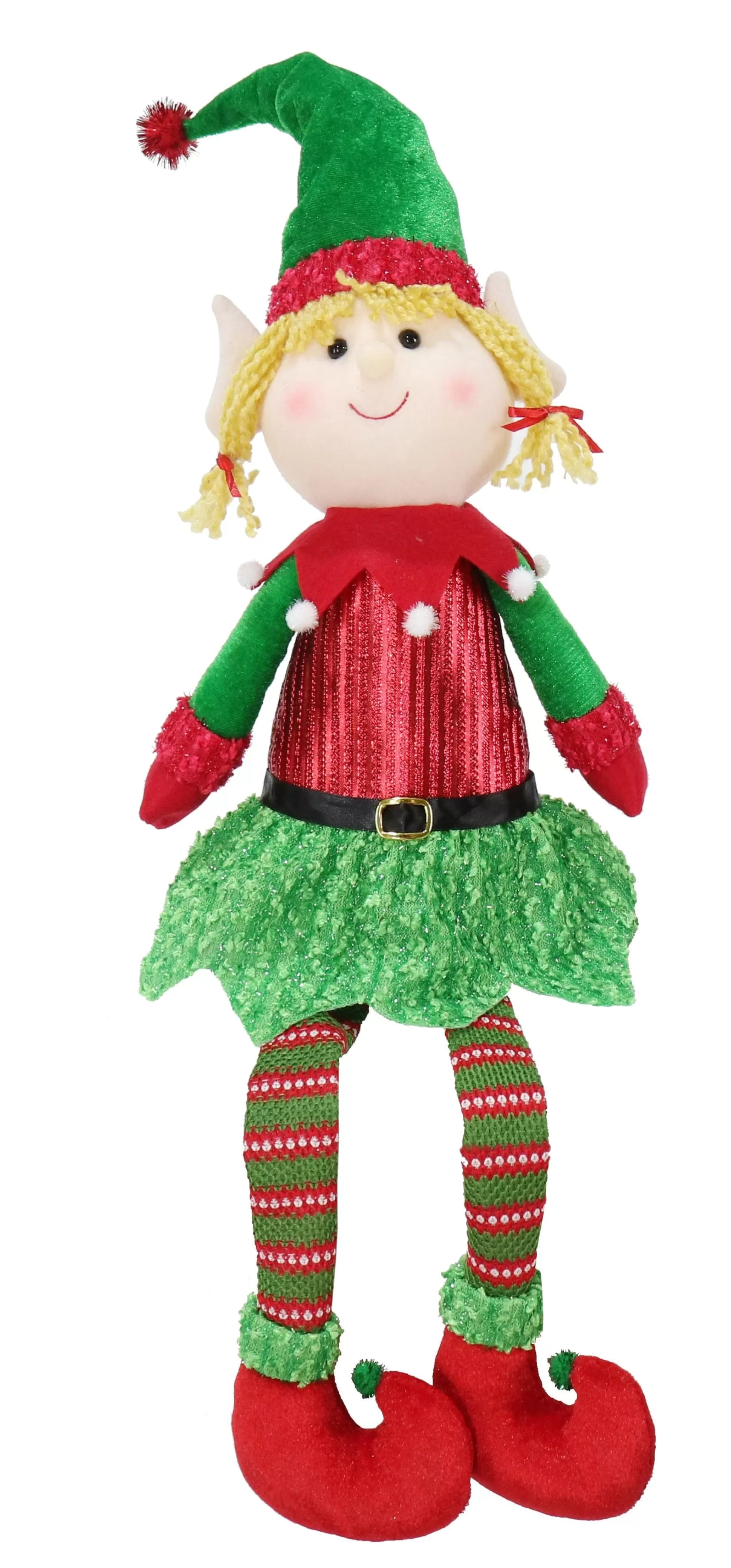 Elf'S Galore>Christmas World Boy Or Girl Sitting Elf With Dangly Legs Asst (70Cm) - Boy
