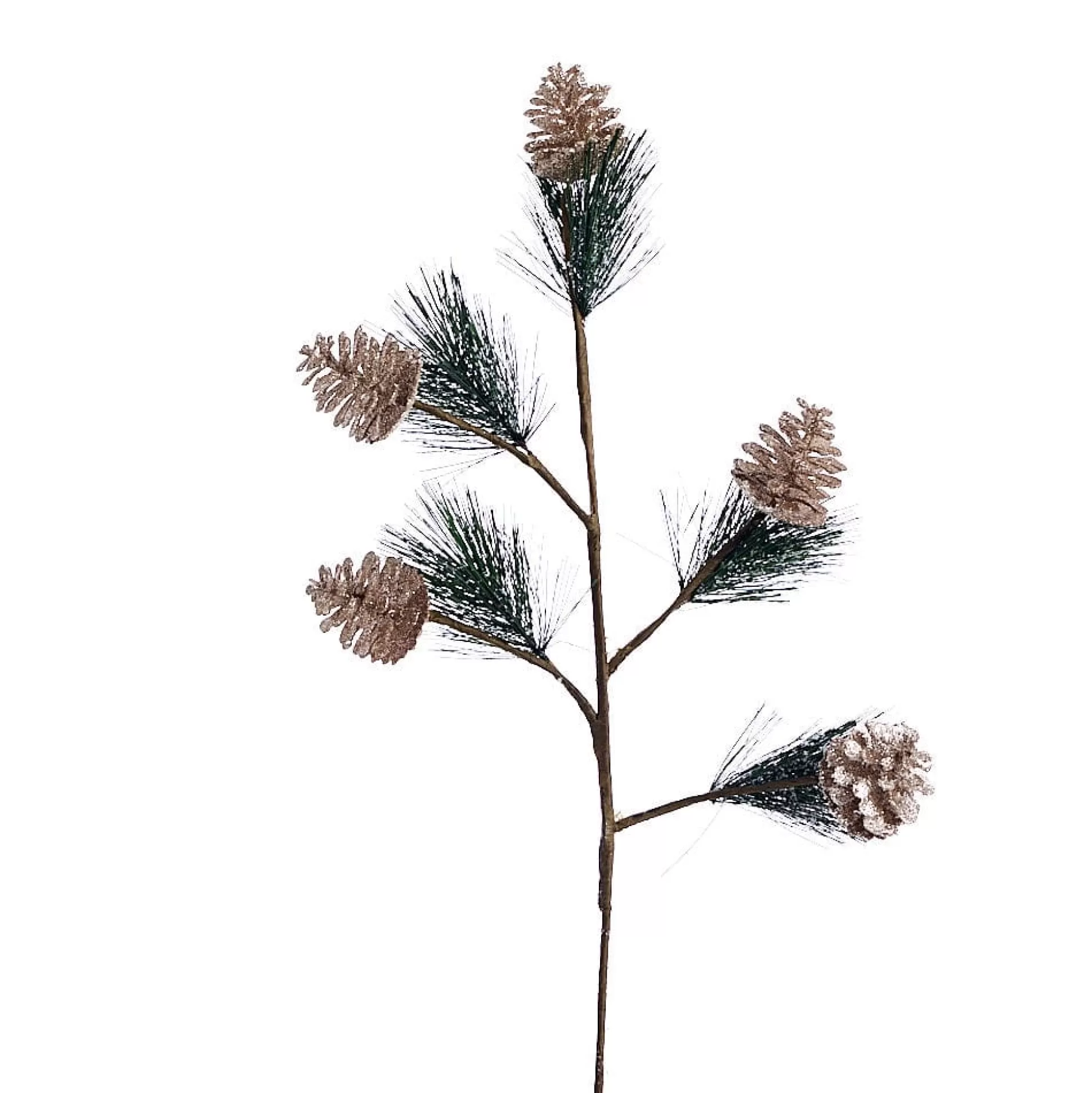 Pick & Berries>Christmas World Champagne Pine Cone Pick (60Cm)