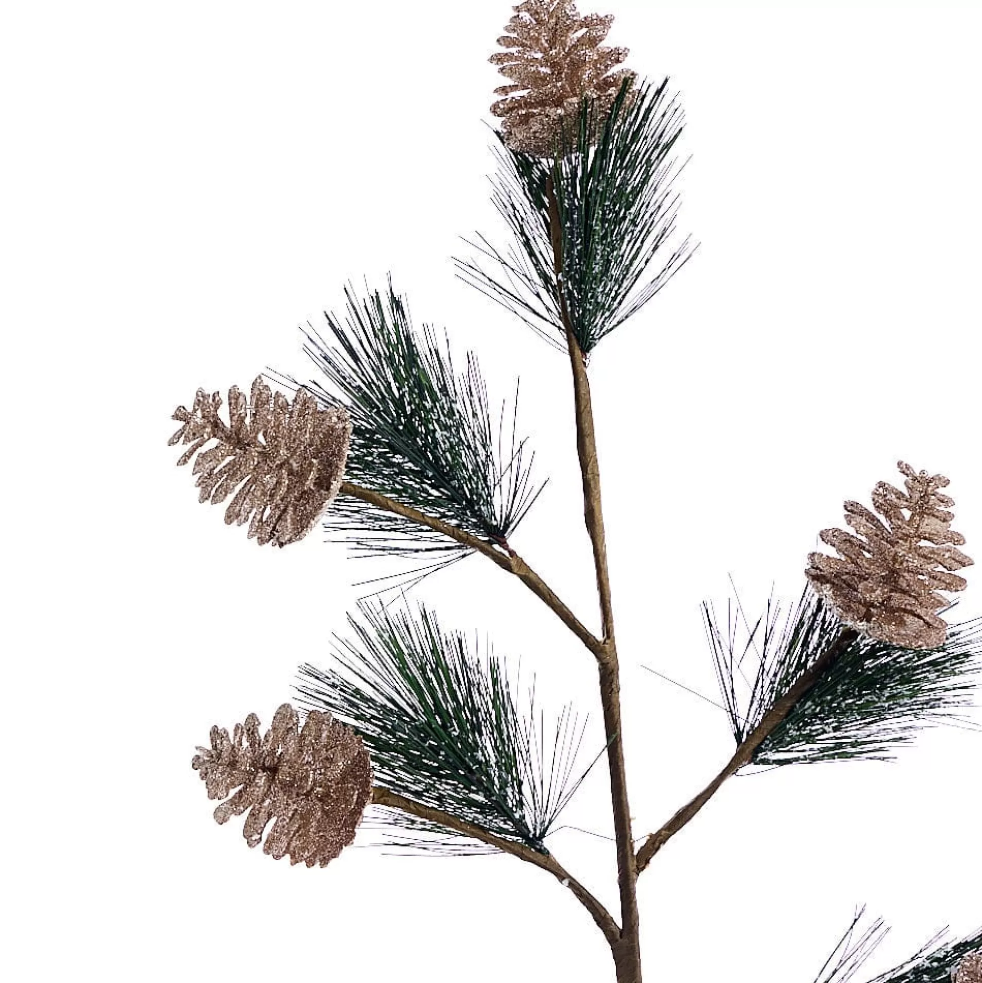 Pick & Berries>Christmas World Champagne Pine Cone Pick (60Cm)