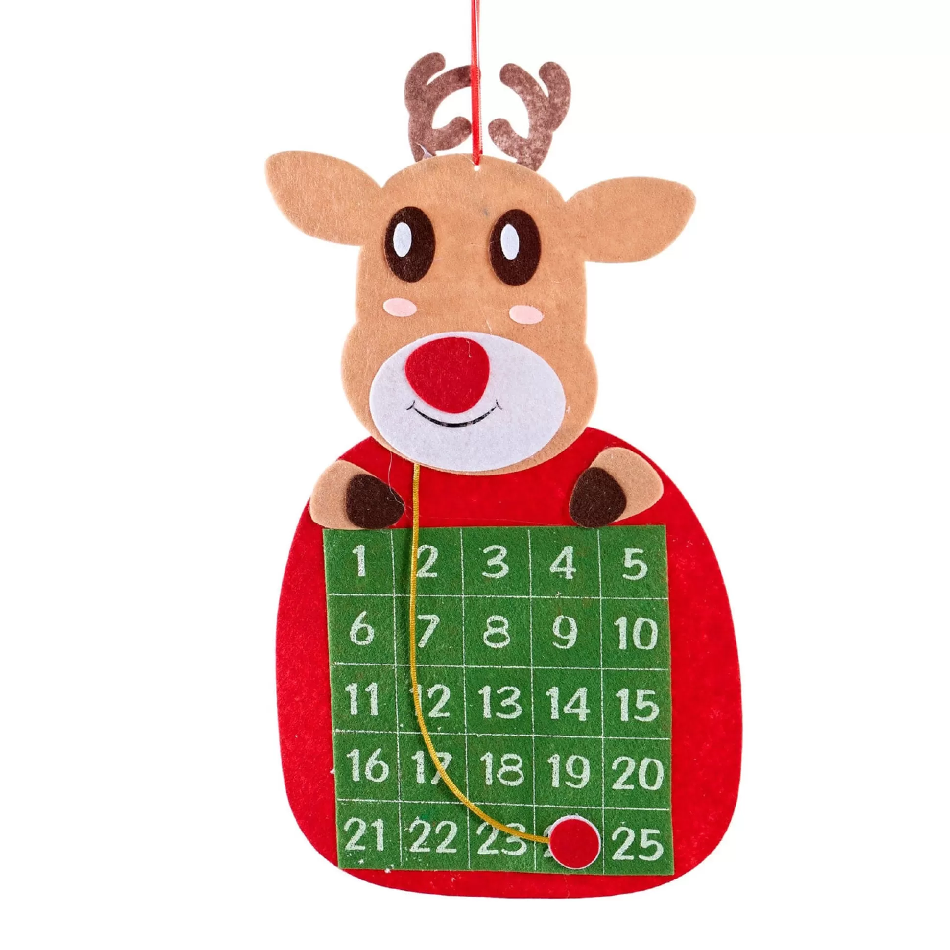 Hanging Decorations>Christmas World Christmas Felt Hanging Advent Calendar 3 Asst - Rudolph