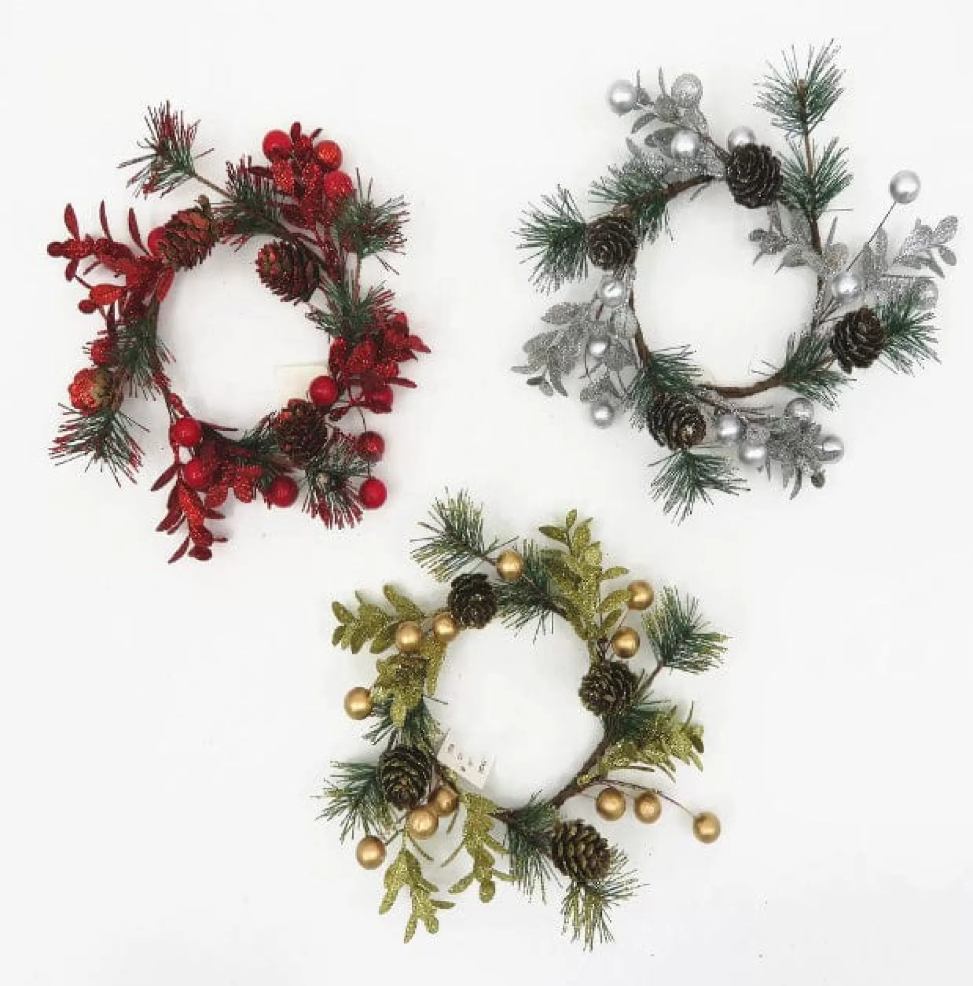 Traditional & Berry>Christmas World Christmas Glitter Berry Candle Wreath Asst