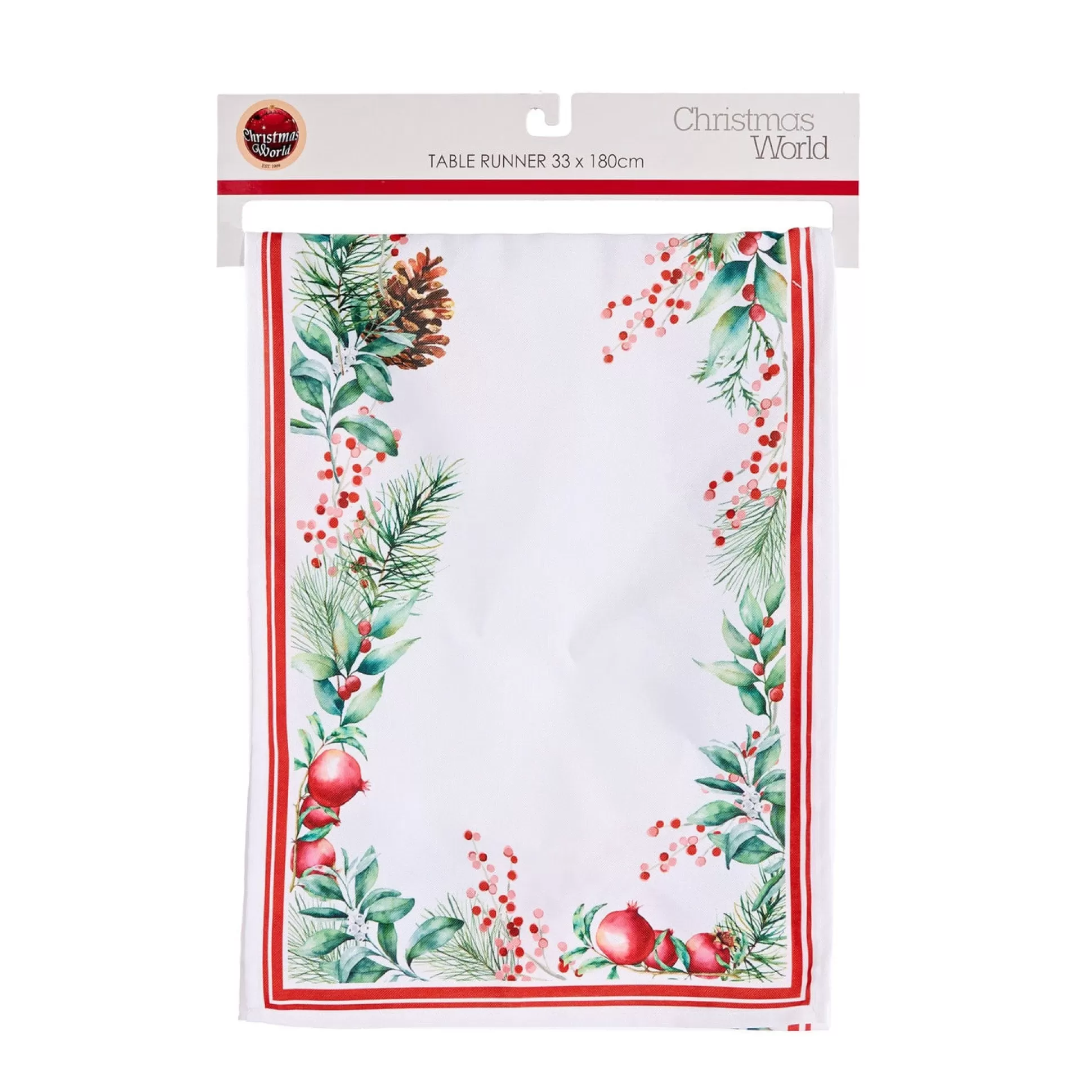 Traditional & Berry>Christmas World Christmas Holly Table Runner