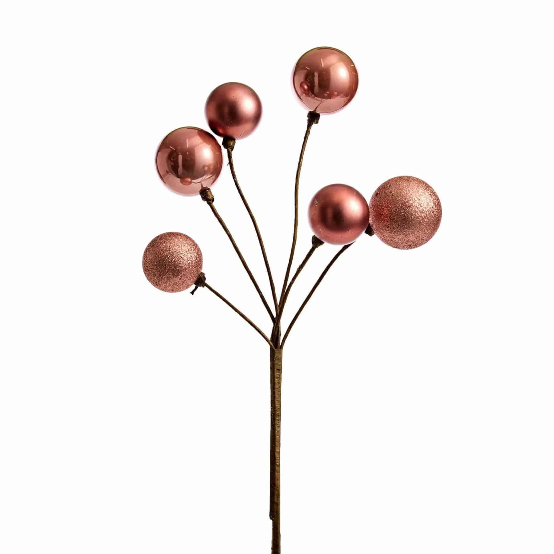 Pretty In Pink & Rose Gold>Christmas World Eggnog Bauble Cluster Stem (40Cm)