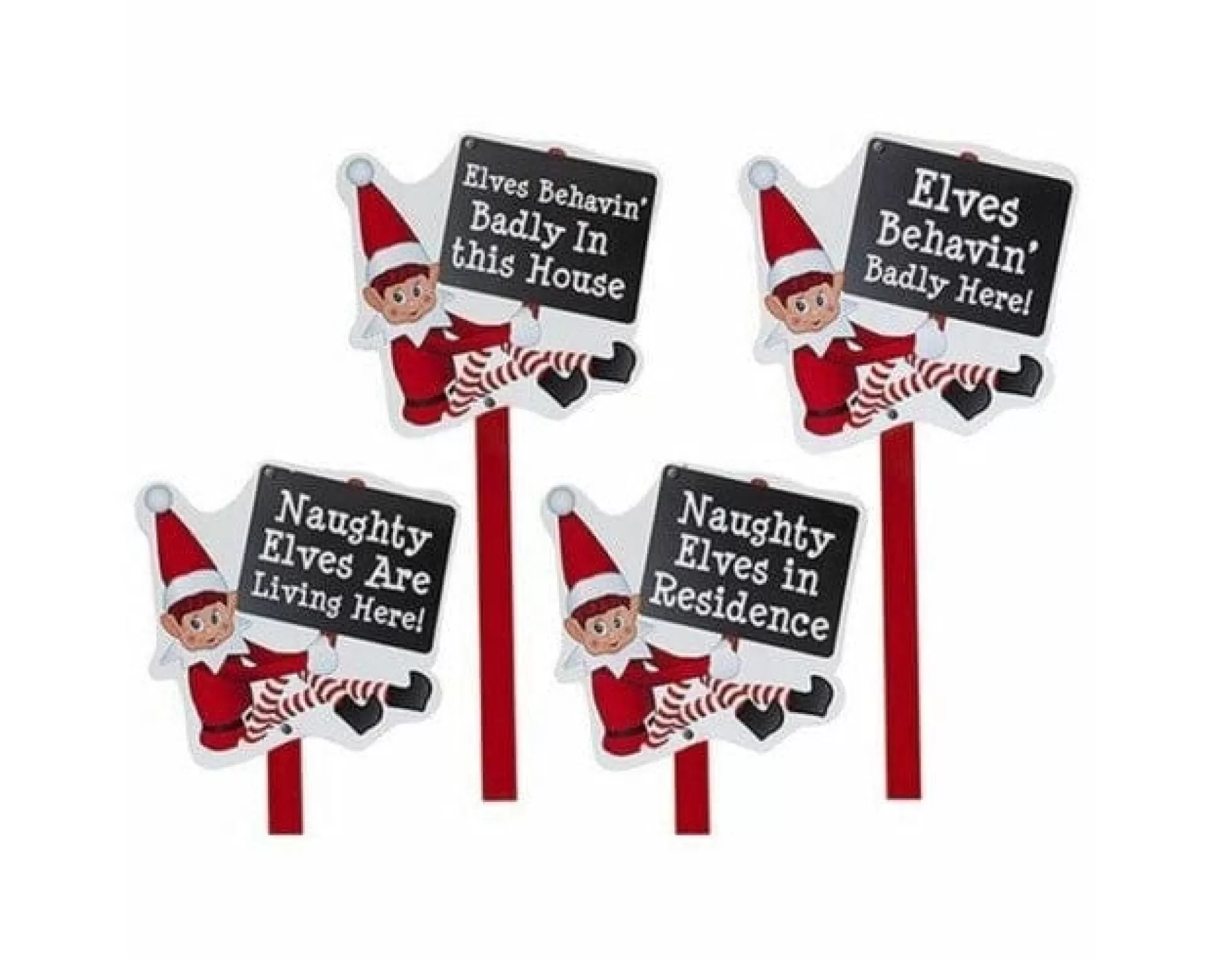 Elf'S Galore>Christmas World Elves Behaving Badly Naughty Elf Garden Sign