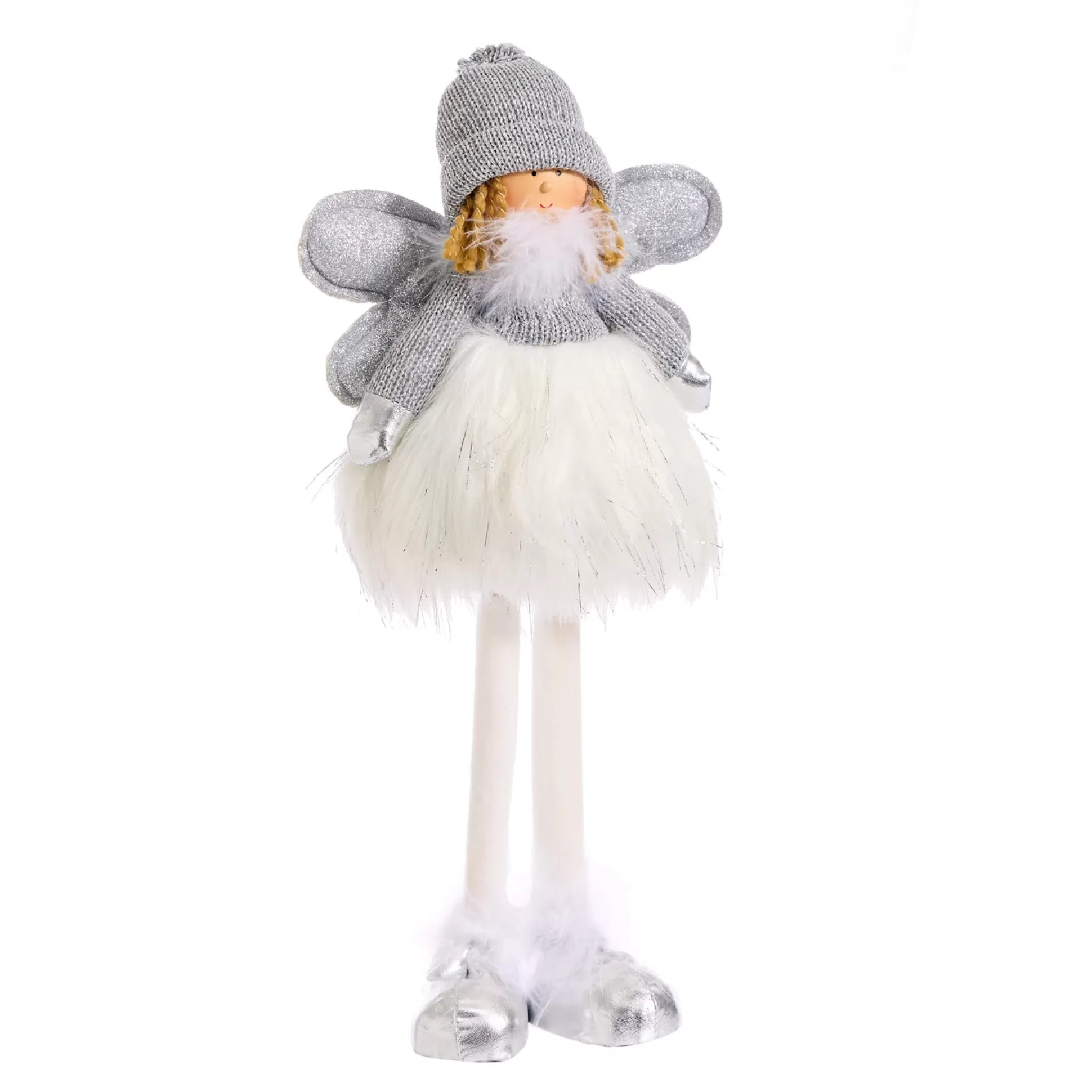 Magical Winter Wonderland>Christmas World Fabric Angel With Fluffy Dress (36Cm)