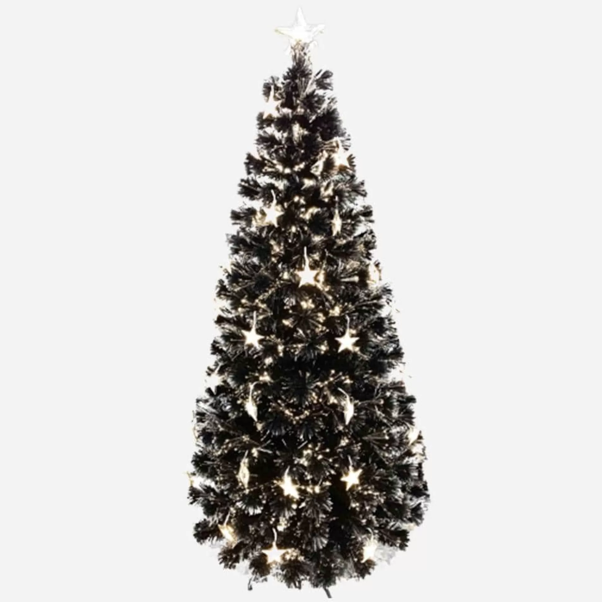 Fibre Optic Trees>Christmas World Fibre Optic Tree Black With 3D Stars Led (1.8M)