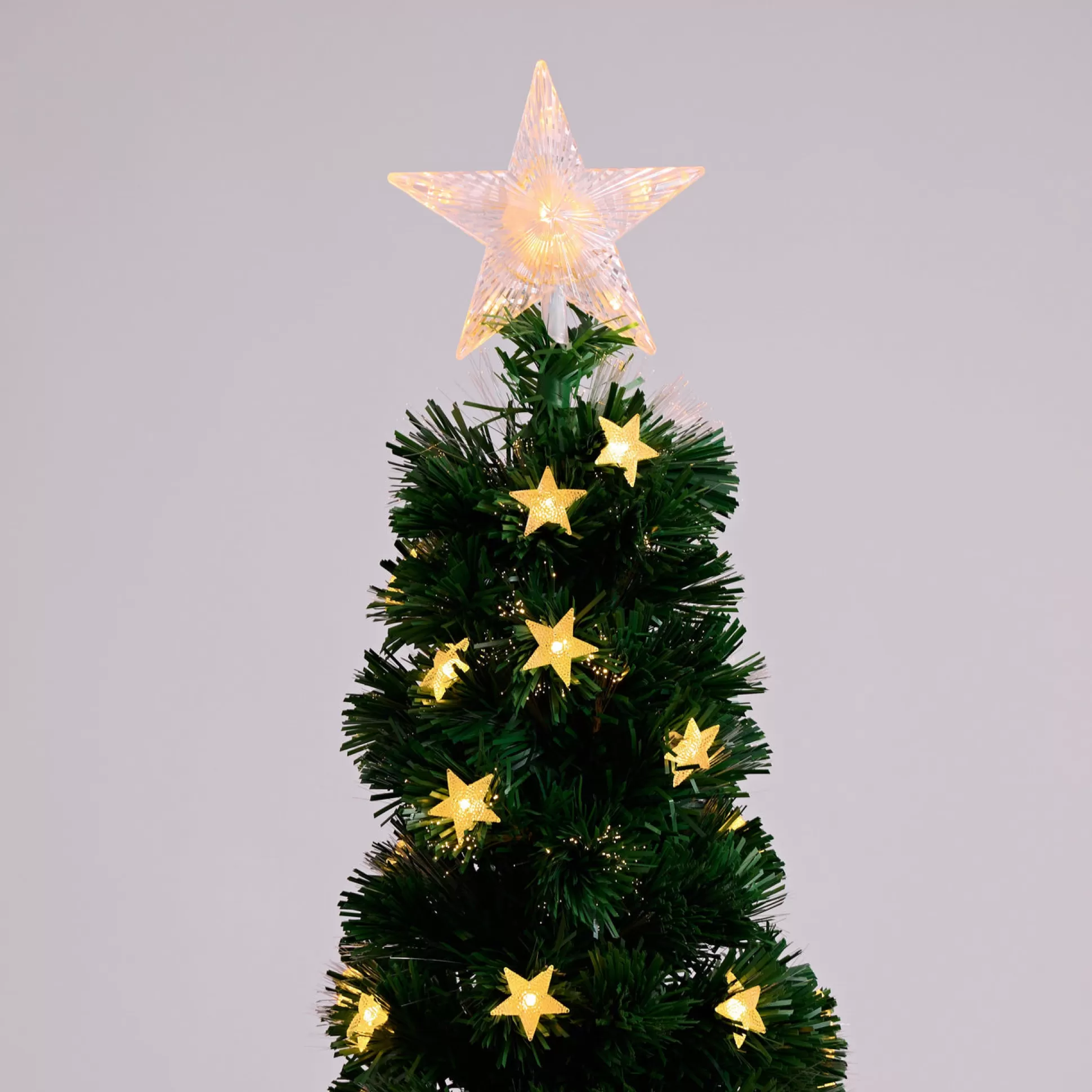 Fibre Optic Trees>Christmas World Fibre Optic Tree With 3D Stars Led Warm White (1.8M)