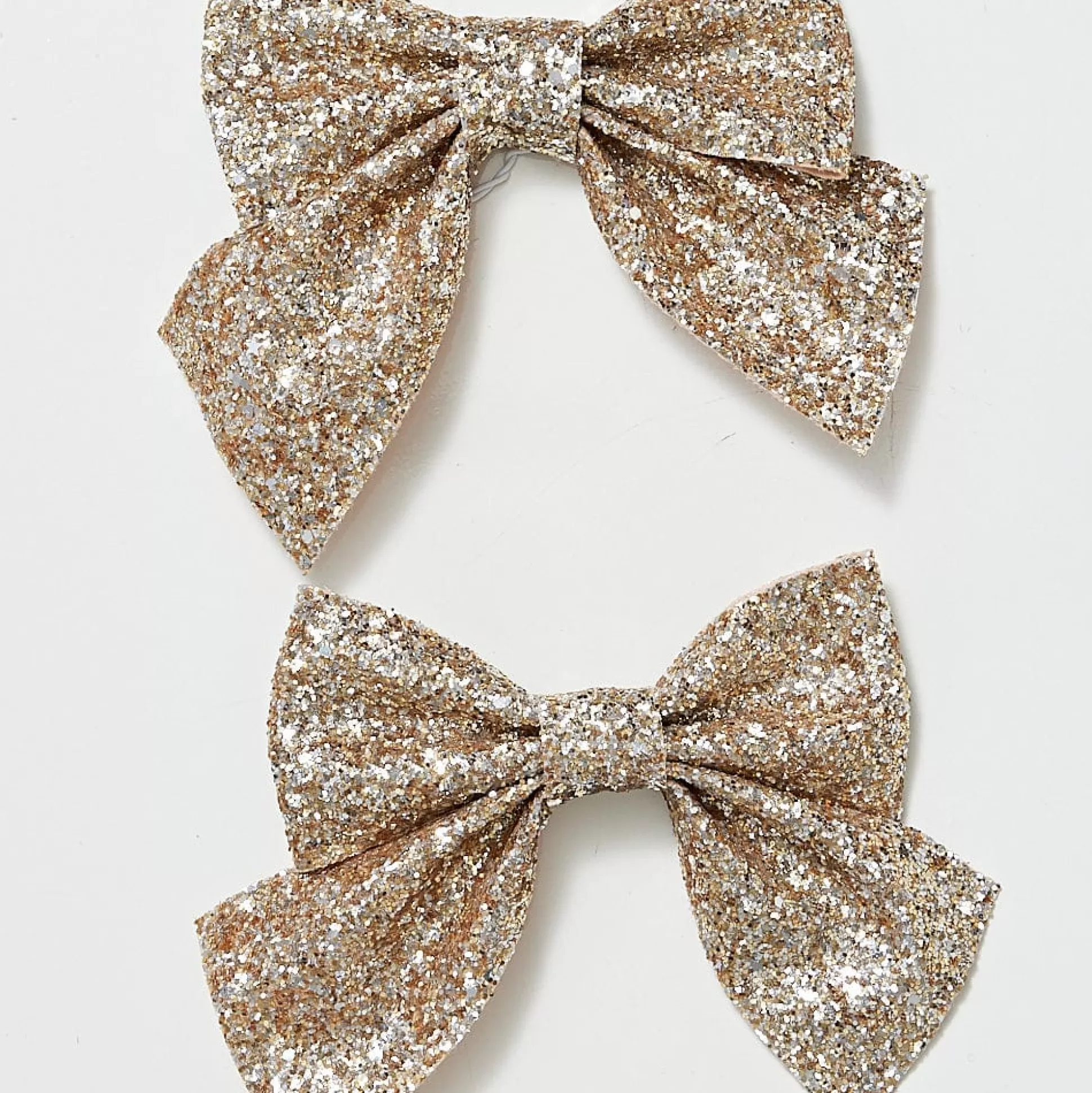 Touch Of Elegance>Christmas World Gold Glitter Bows 2Pc 13Cm