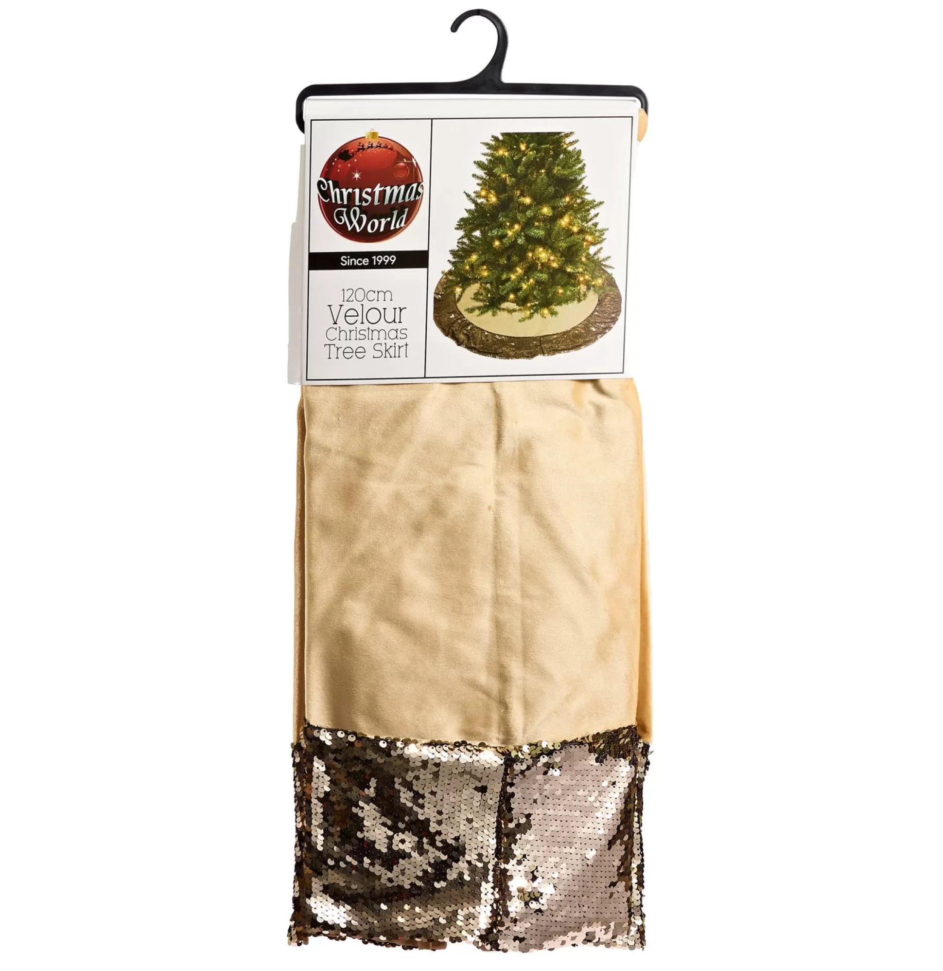 Tree Accessories>Christmas World Gold Velour And Sequin Tree Skirt (120Cm)