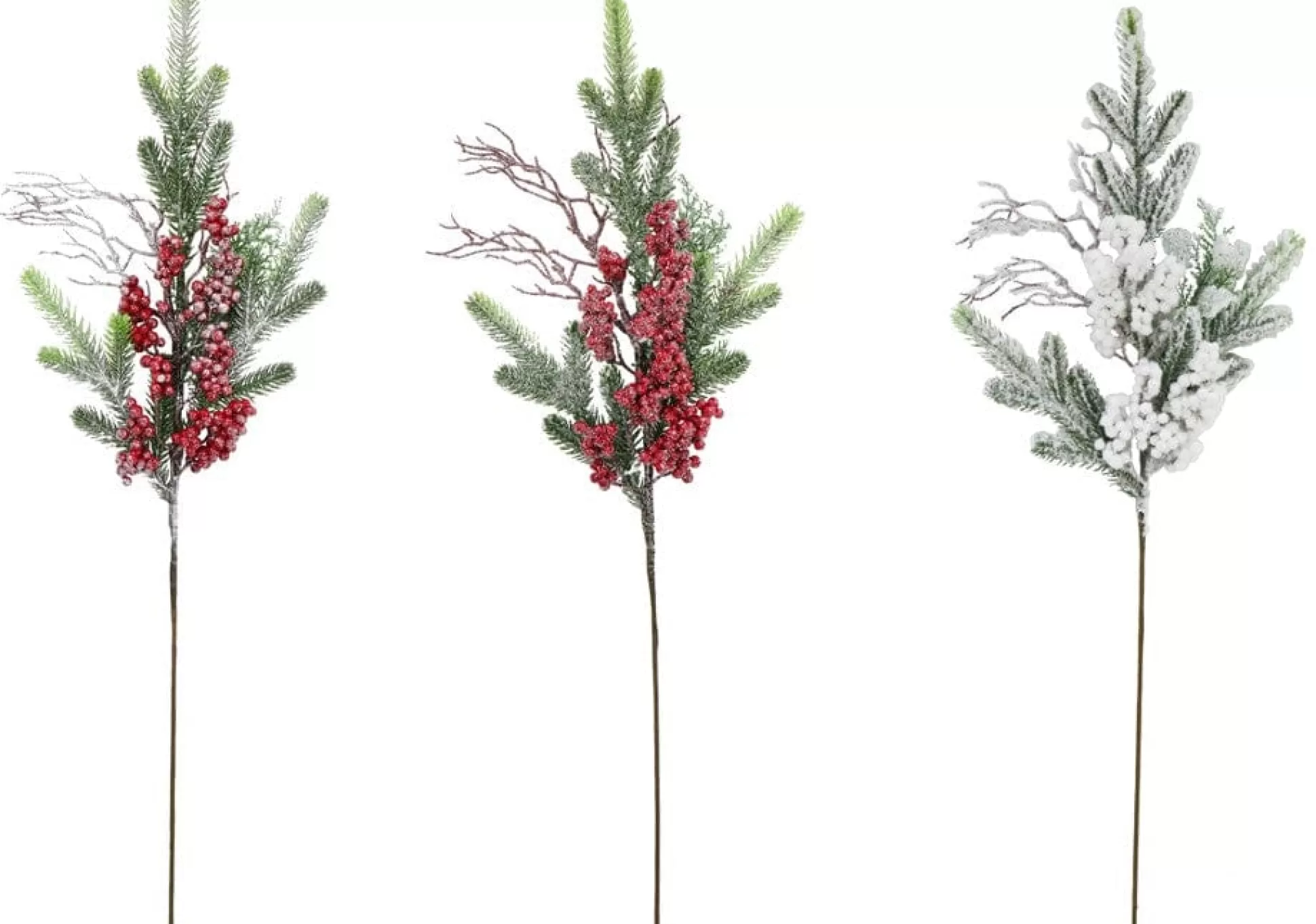 Traditional & Berry>Christmas World Icy Glitter Foliage Berries Spray Asst (76Cm) - Red Berries