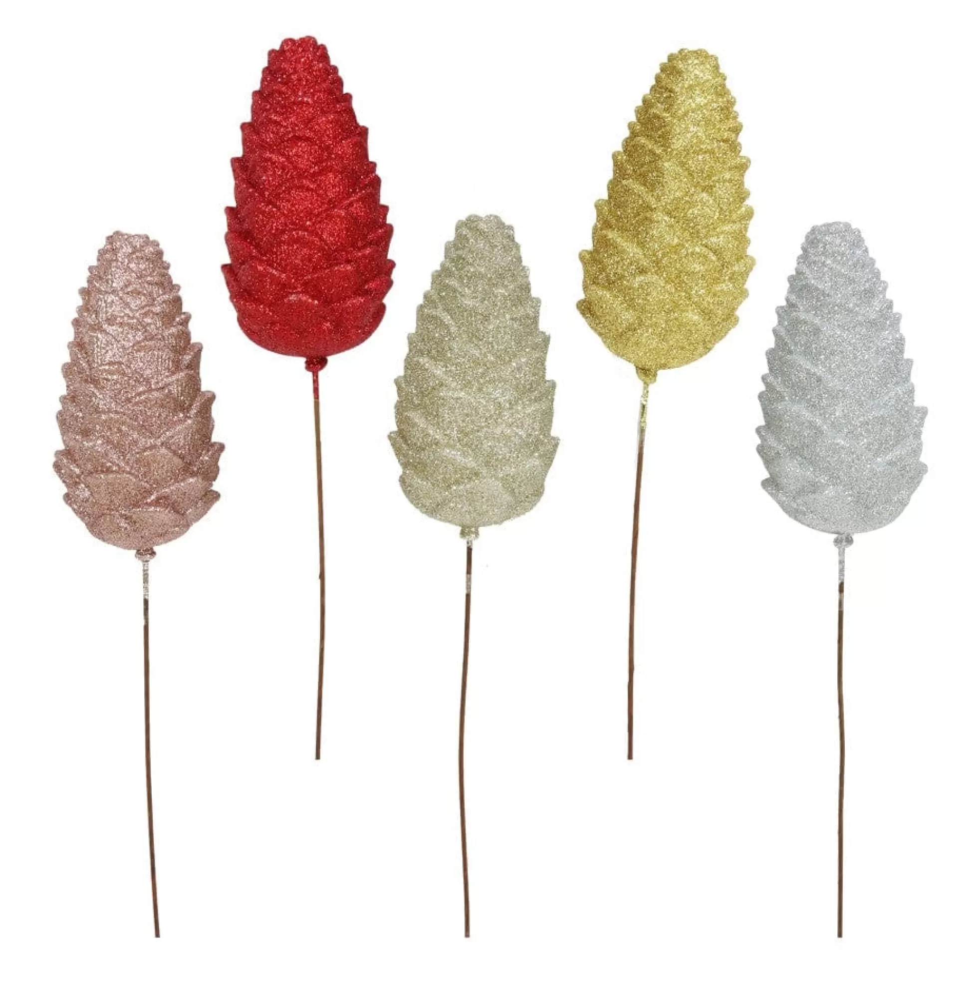 Traditional & Berry>Christmas World Jumbo Glitter Cone Pick Asst (46Cm)