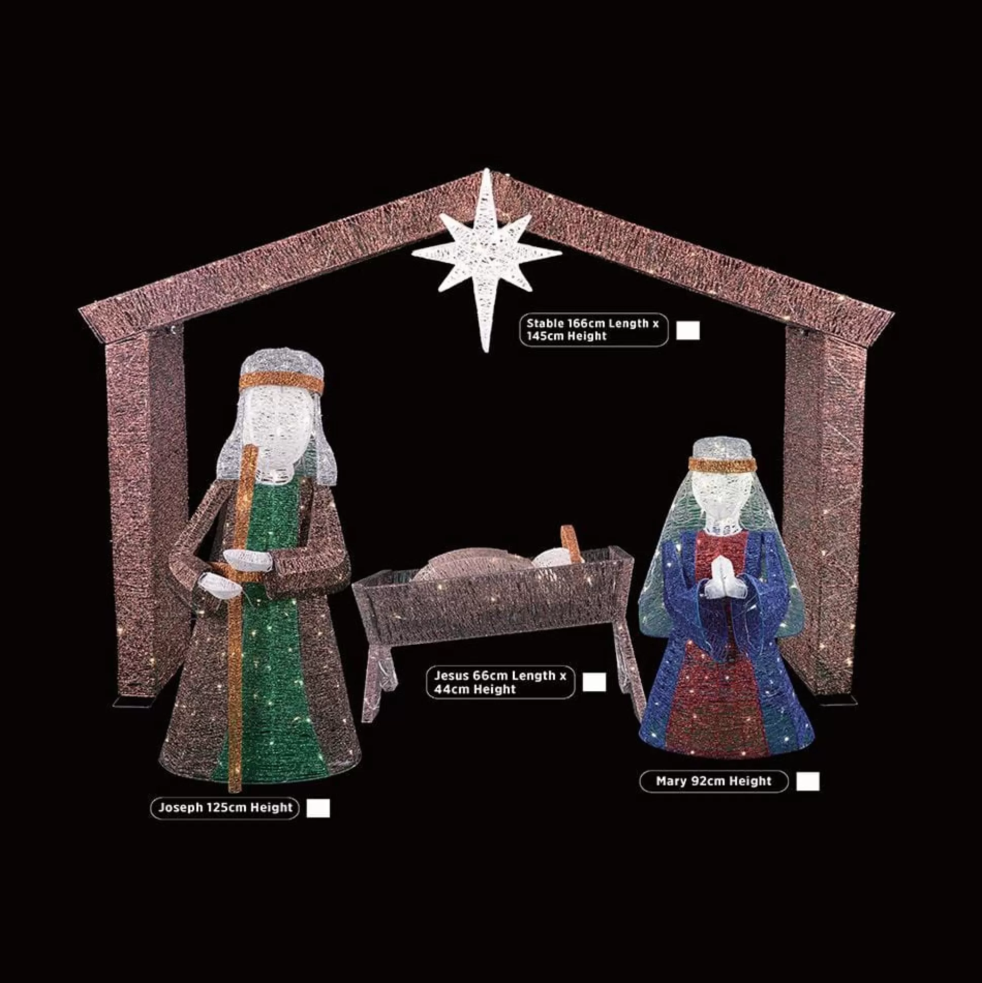 3D & 2D Displays>Christmas World Led 3D Glitter Thread Nativity (4Pc)