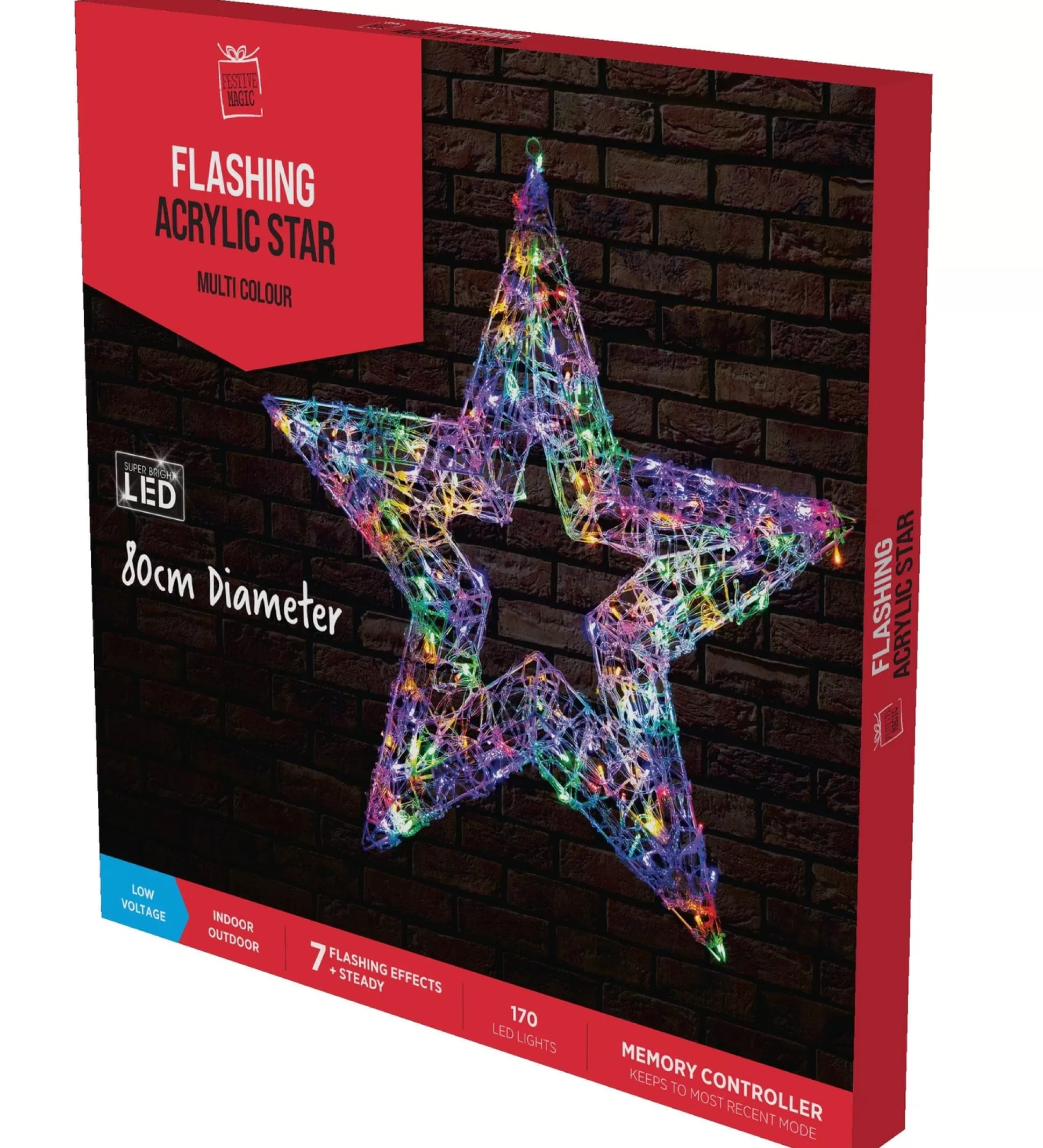 Frame Ropelight (Motifs)>Christmas World Led Acrylic Flashing Star Multi