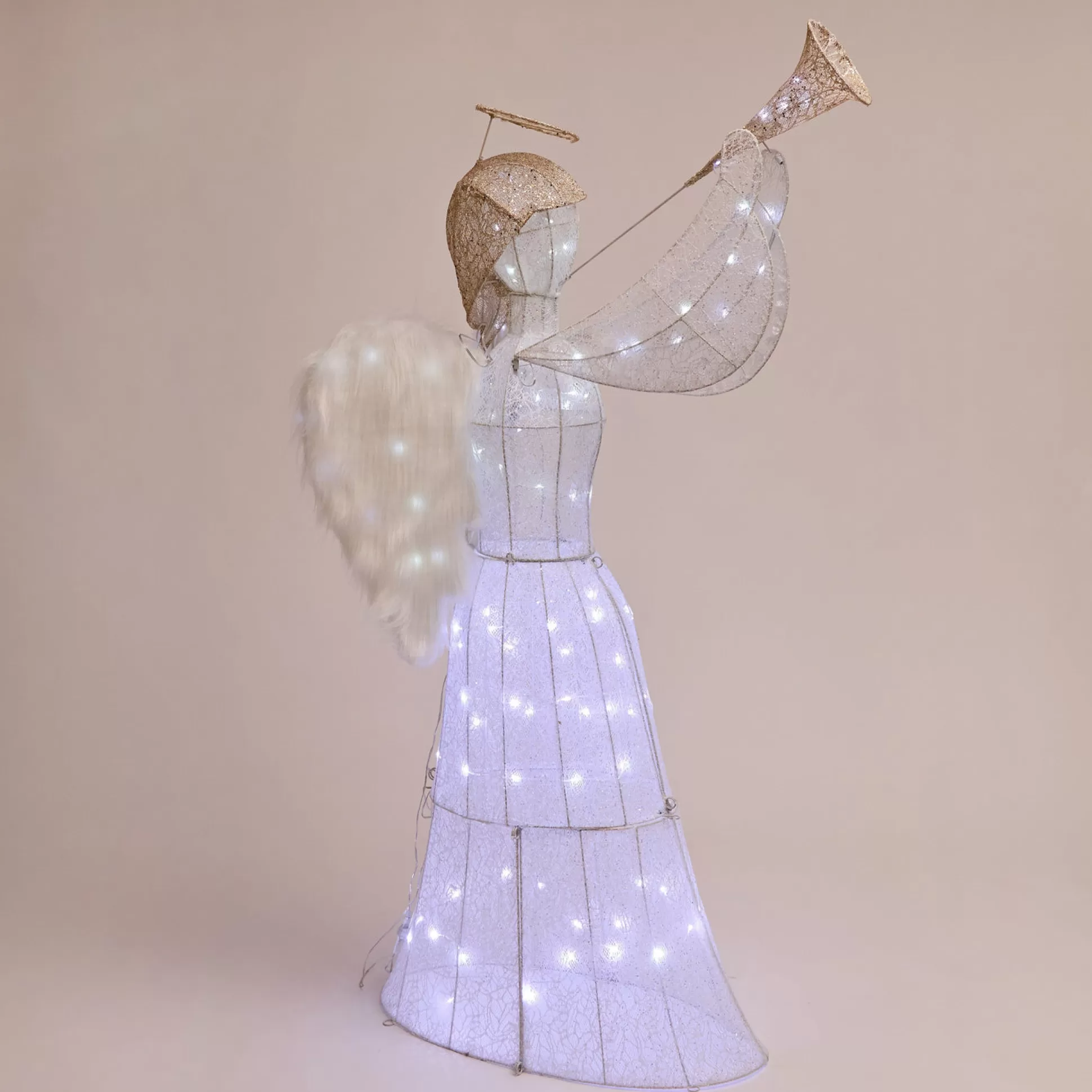 3D & 2D Displays>Christmas World Led Glitter Thread Angel With Trumpet