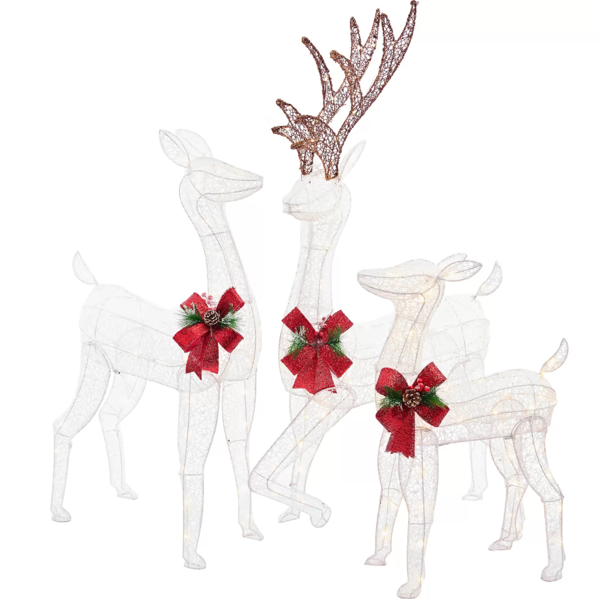 3D & 2D Displays>Christmas World Led Glitter Thread Twinkling Reindeer Family