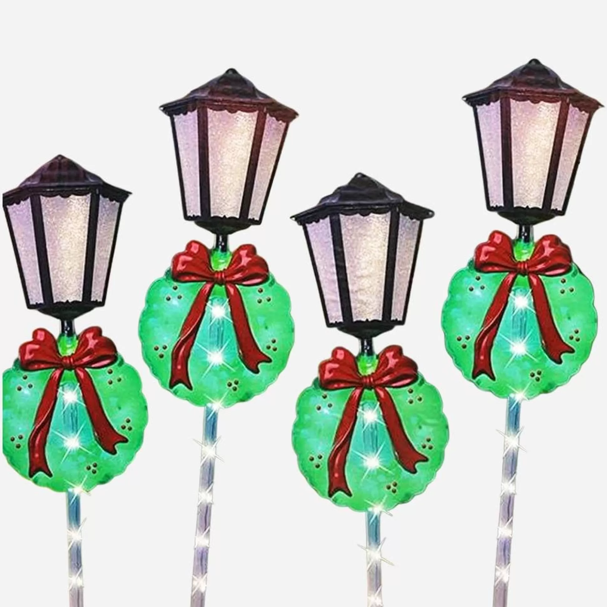 Path Poles>Christmas World Led Lanterns With Wreath Path Poles