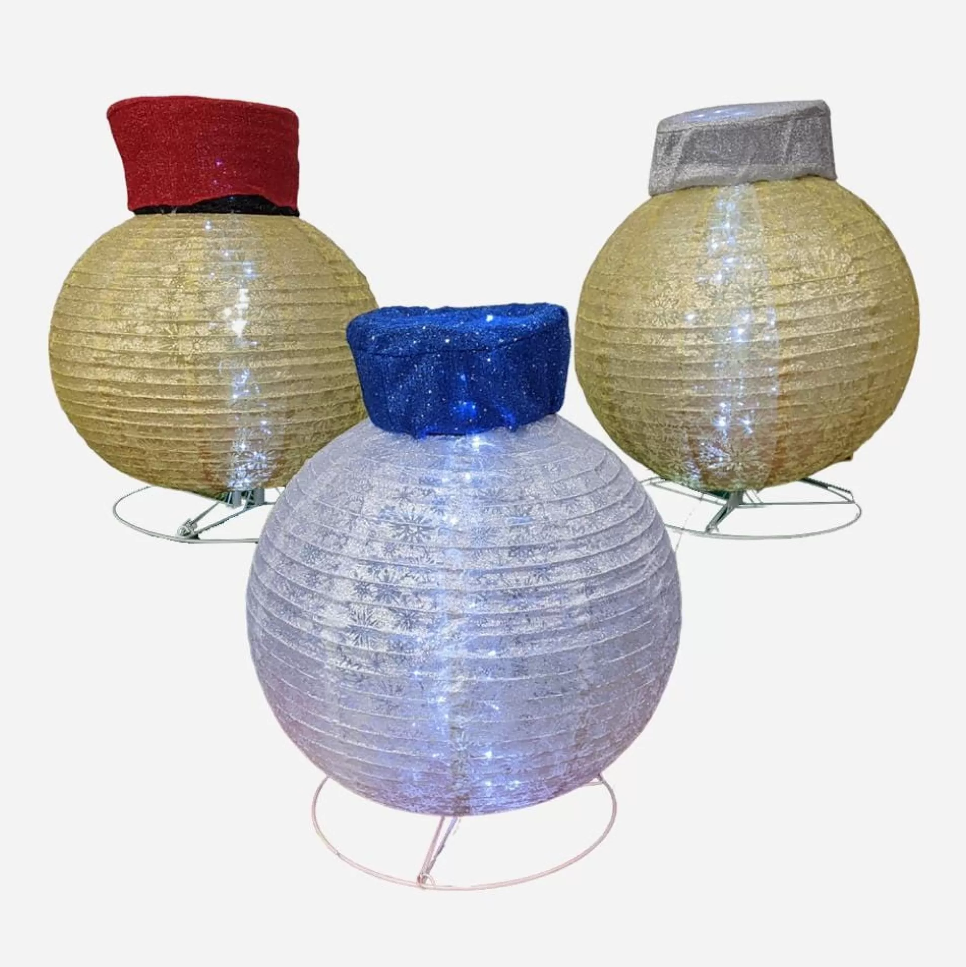 3D & 2D Displays>Christmas World Led Mesh Baubles 3Pc (60Cm)