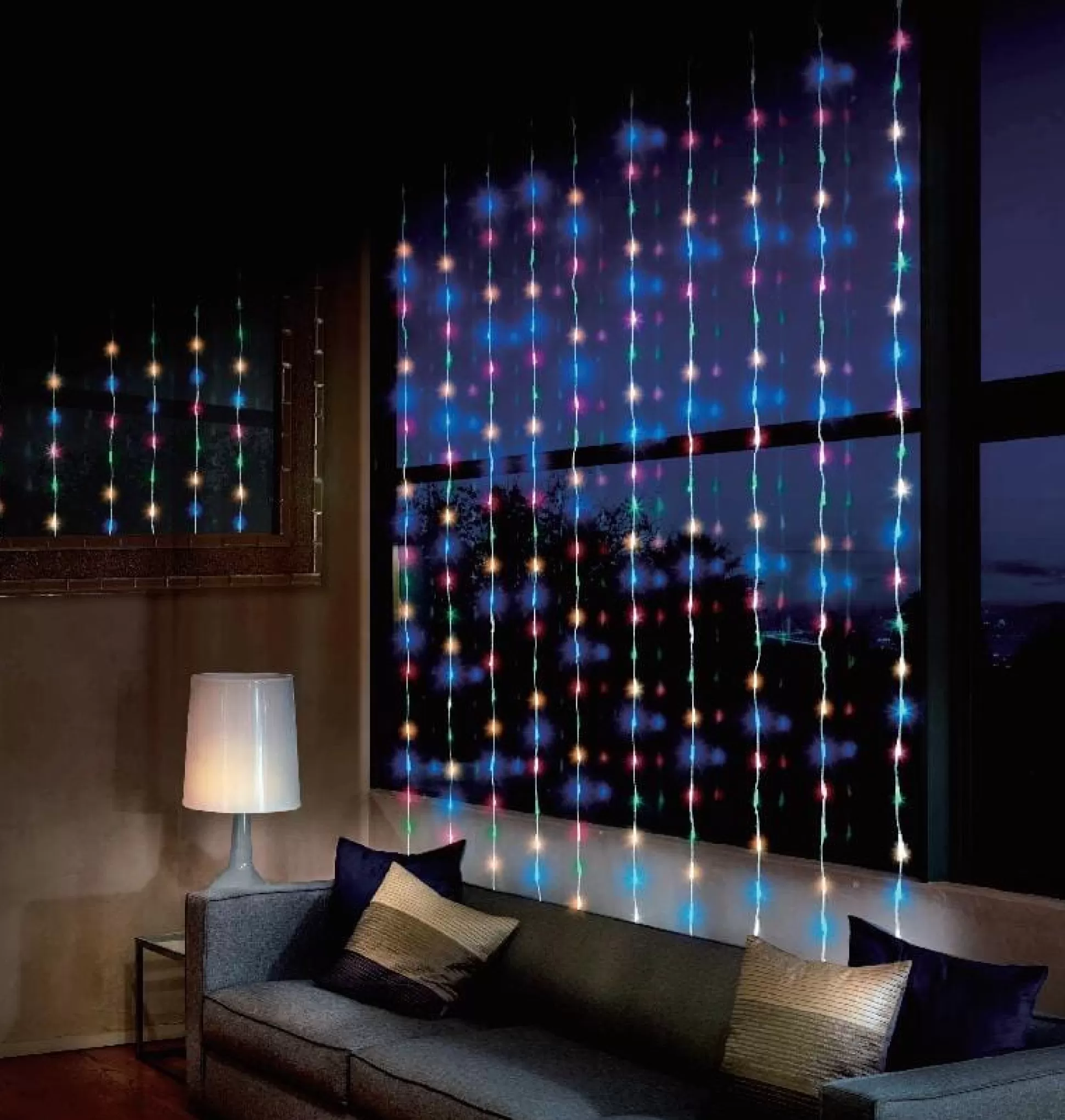 Curtain Lights>Christmas World Led Multicolour Waterfall Curtain (1.2X2M)