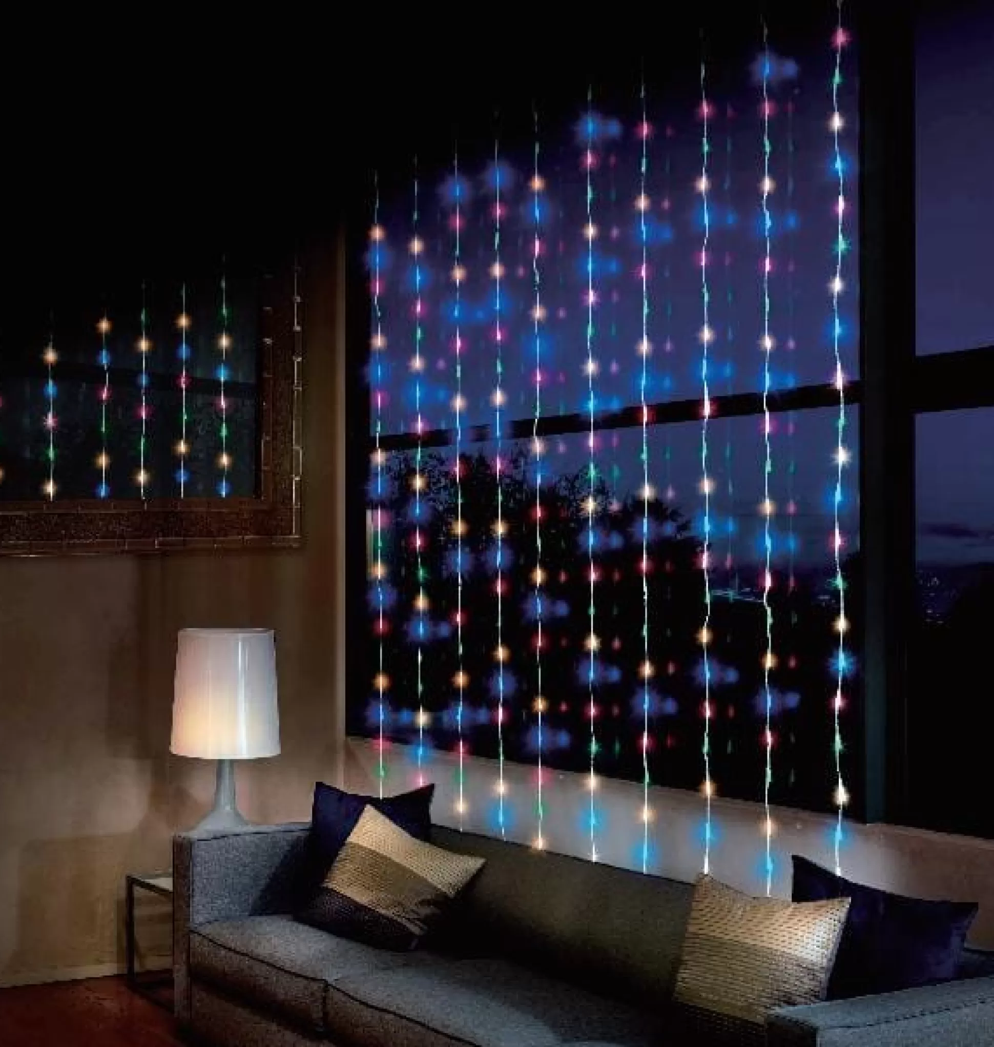 Curtain Lights>Christmas World Led Multicolour Waterfall Curtain (4X2M)