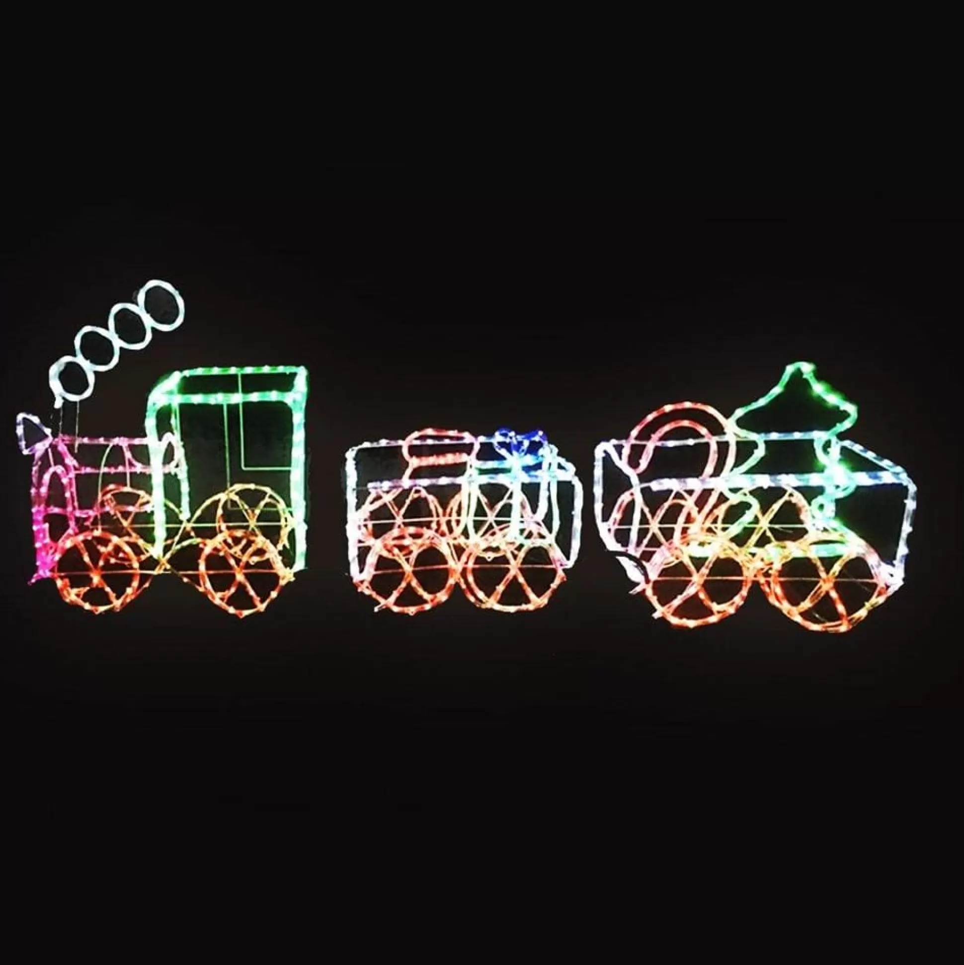 Frame Ropelight (Motifs)>Christmas World Led Ropelight 3D Train With 2 Carriages