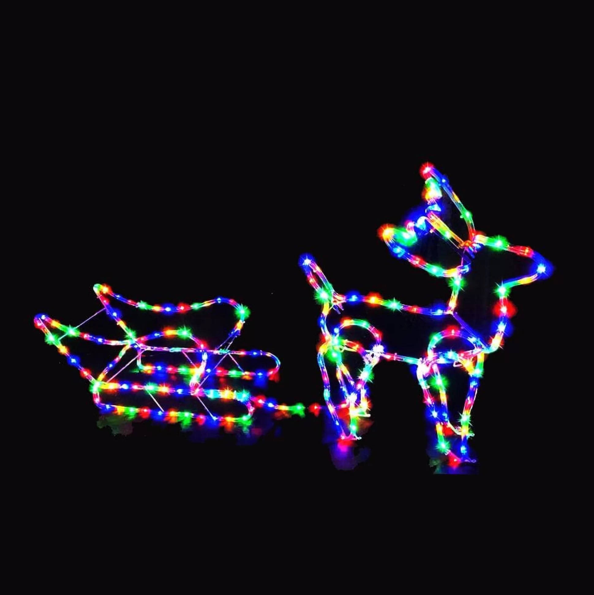 Frame Ropelight (Motifs)>Christmas World Led Ropelight Sleigh & Deer Multi (120Cm)