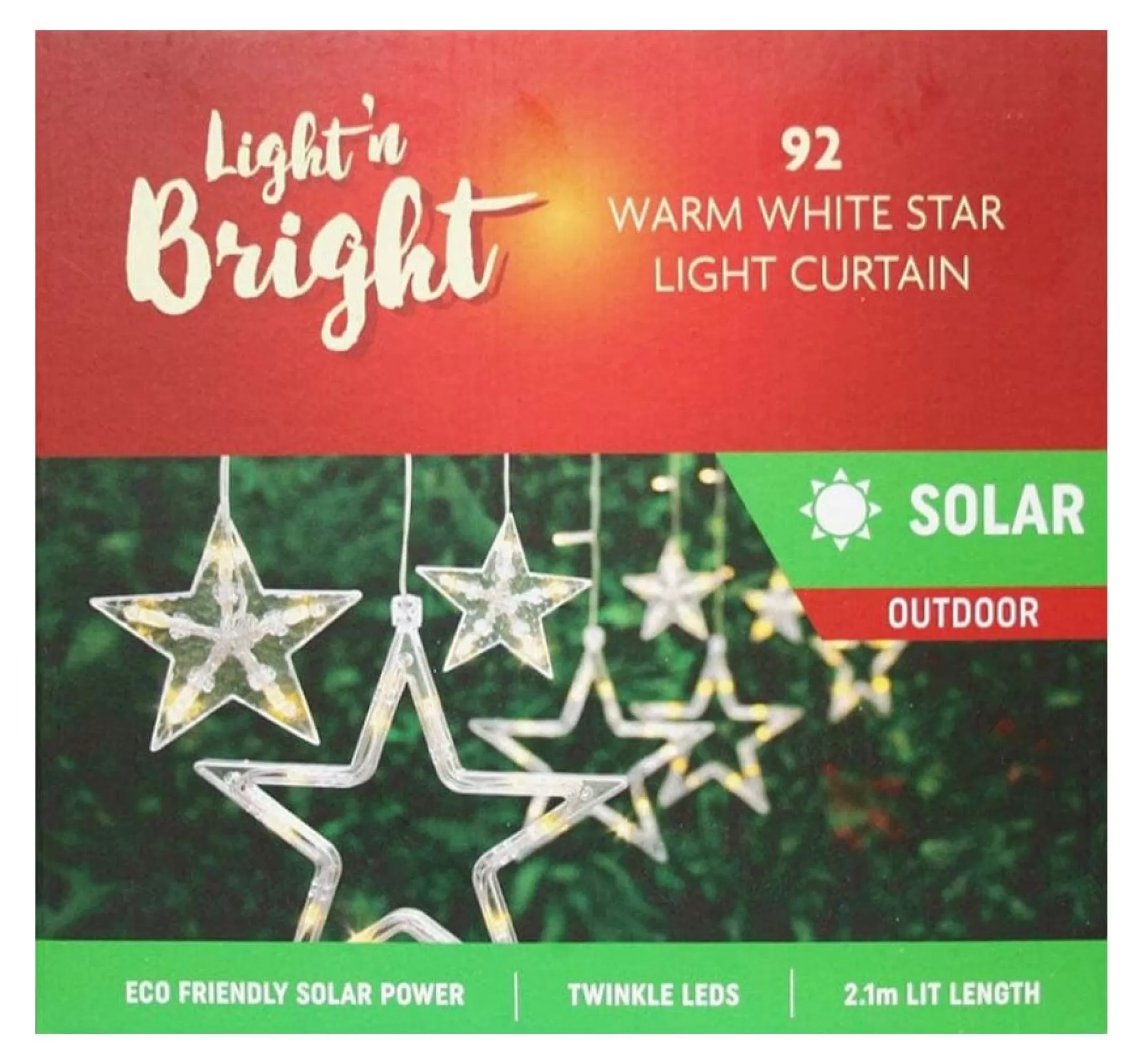 Solar Lights>Christmas World Led Solar Curtain Lights With Stars