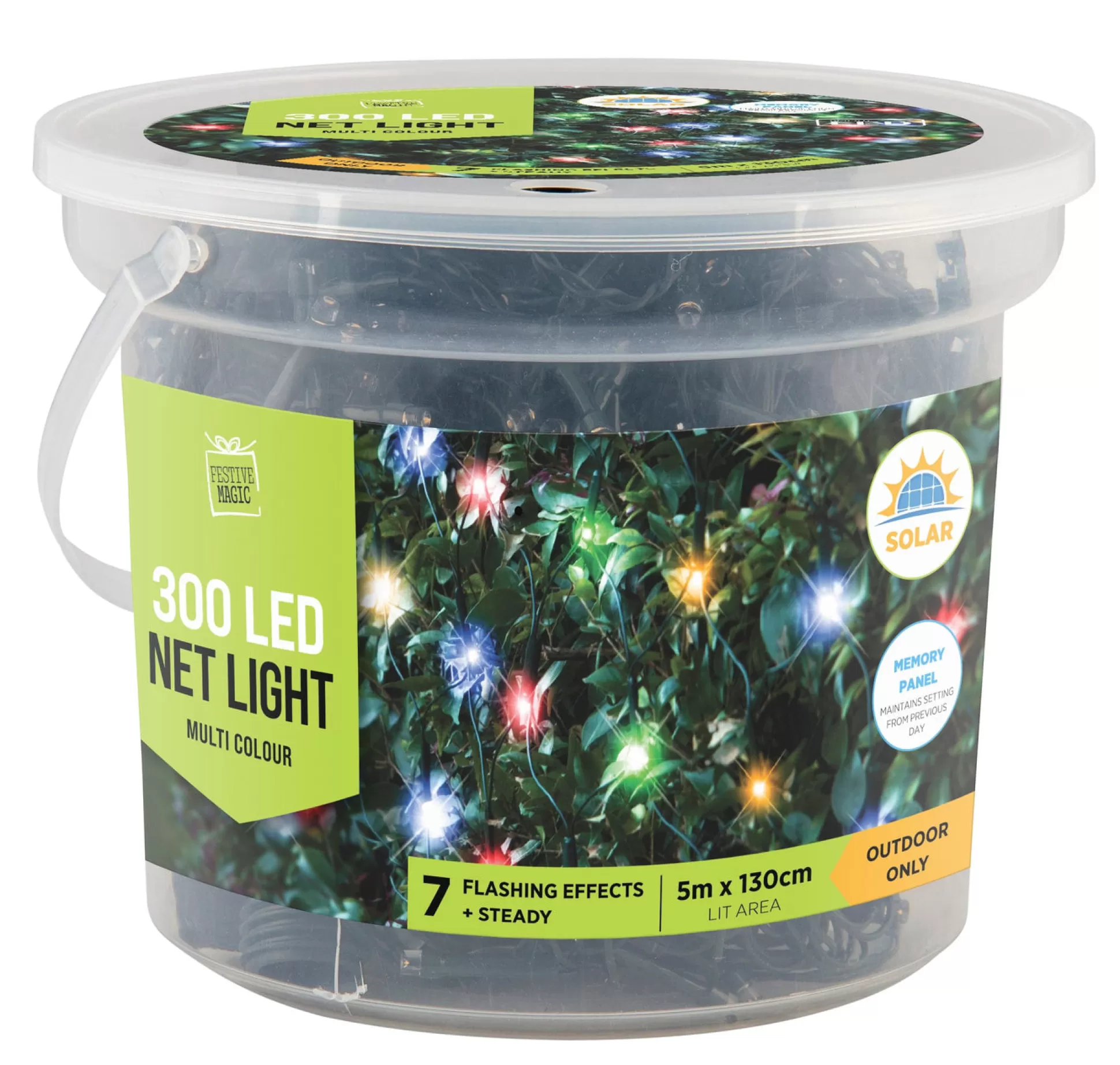 Solar Lights>Christmas World Led Solar Multicoloured Net Light (5X1.3M)