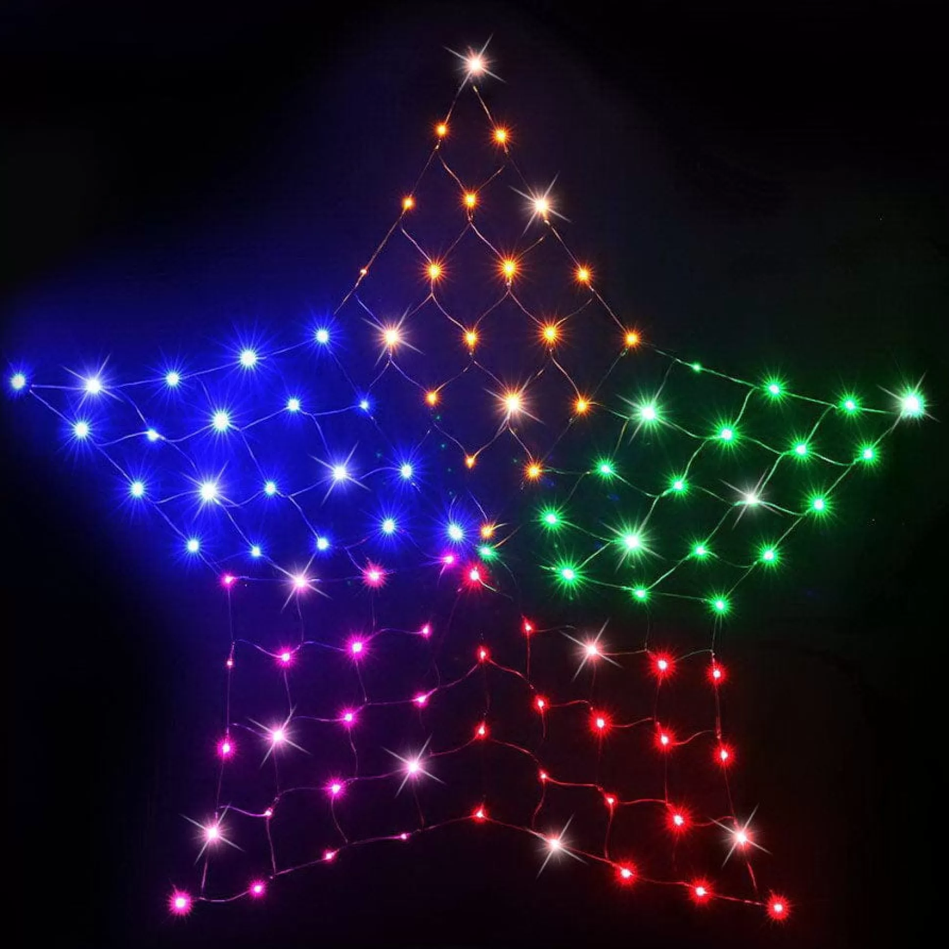 Solar Lights>Christmas World Led Solar Rainbow Star Net Light (150)