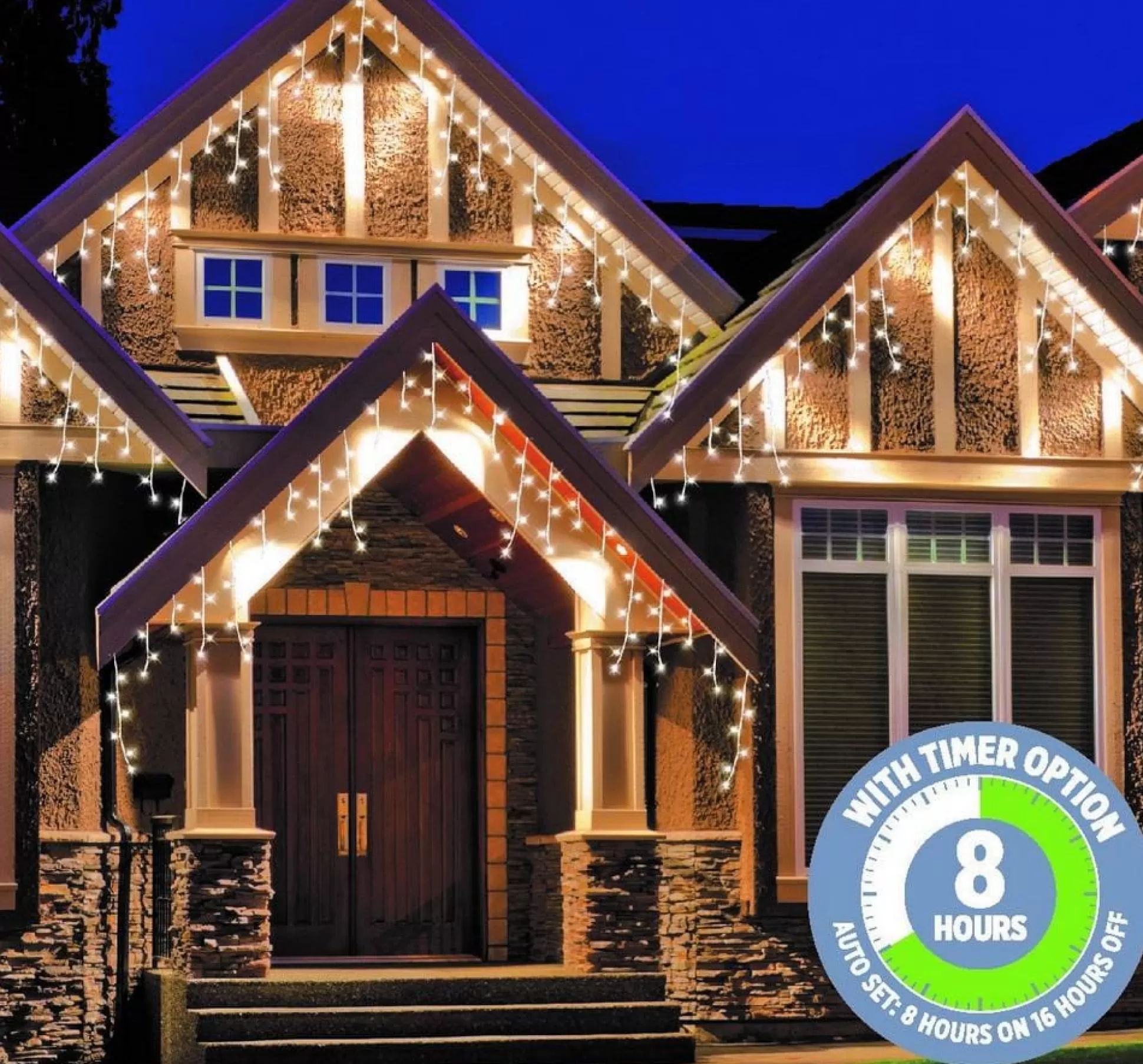 Icicle Lights>Christmas World Led White Icicle Lights (20M)