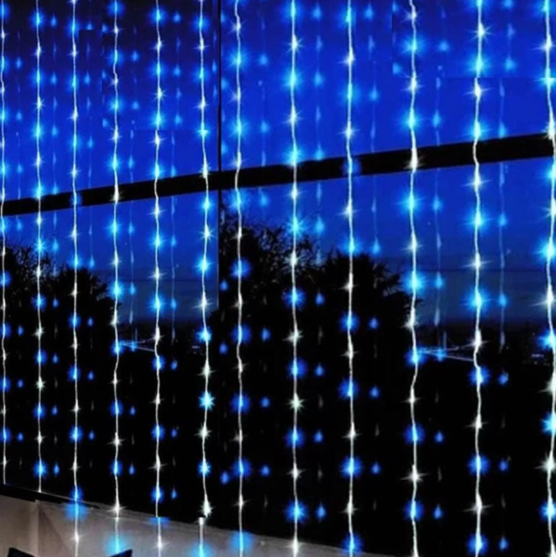 Curtain Lights>Christmas World Led White-Blue Waterfall Curtain (2X2M)