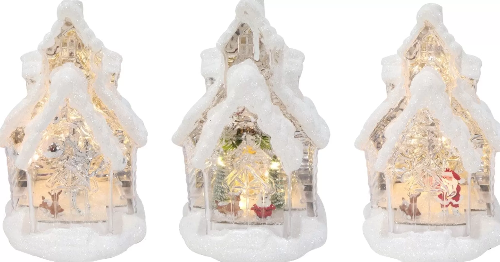 3D & 2D Displays>Christmas World Light Up House With Glitter Snow Asst (29Cm)