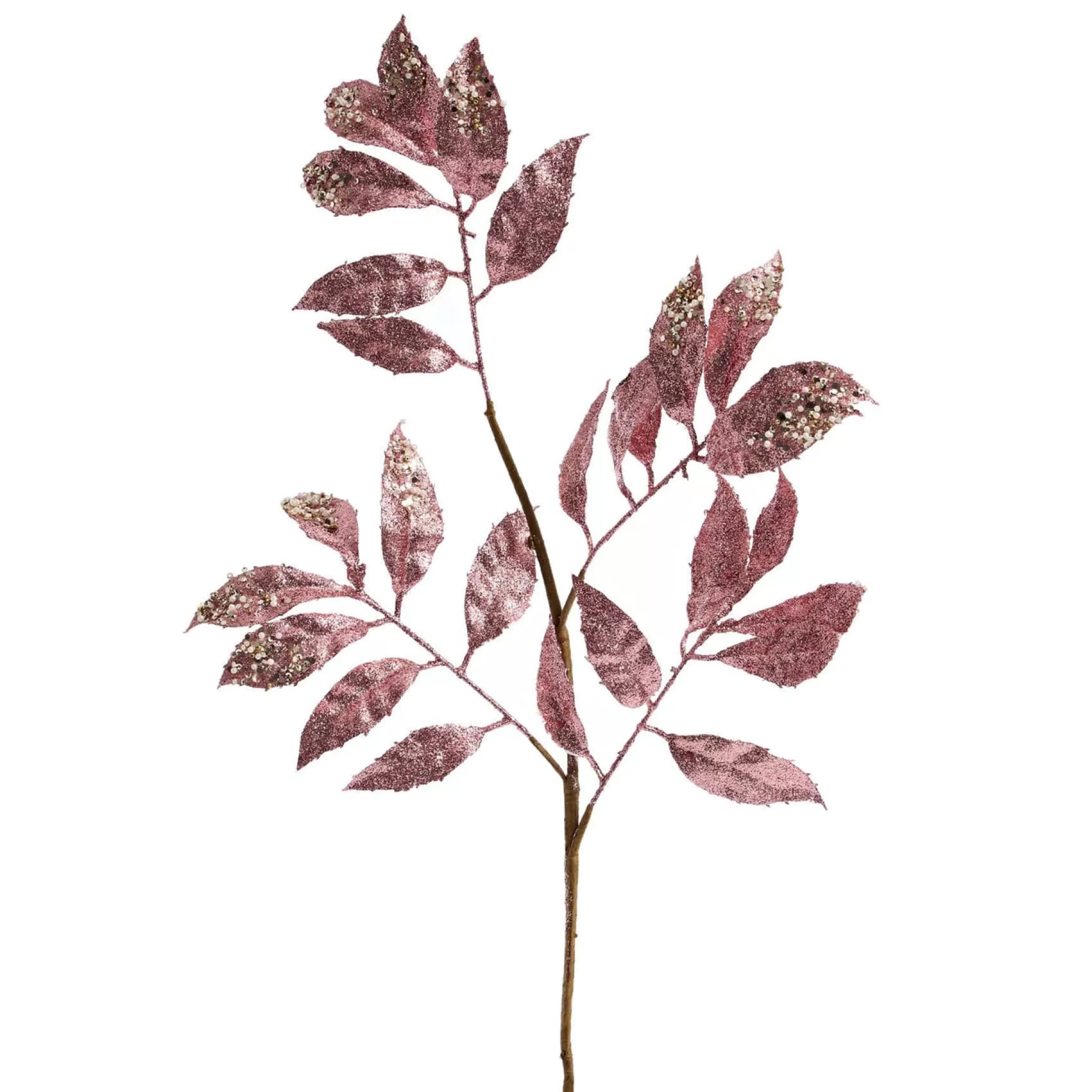 Pick & Berries>Christmas World Magenta Glitter Leaf Stem