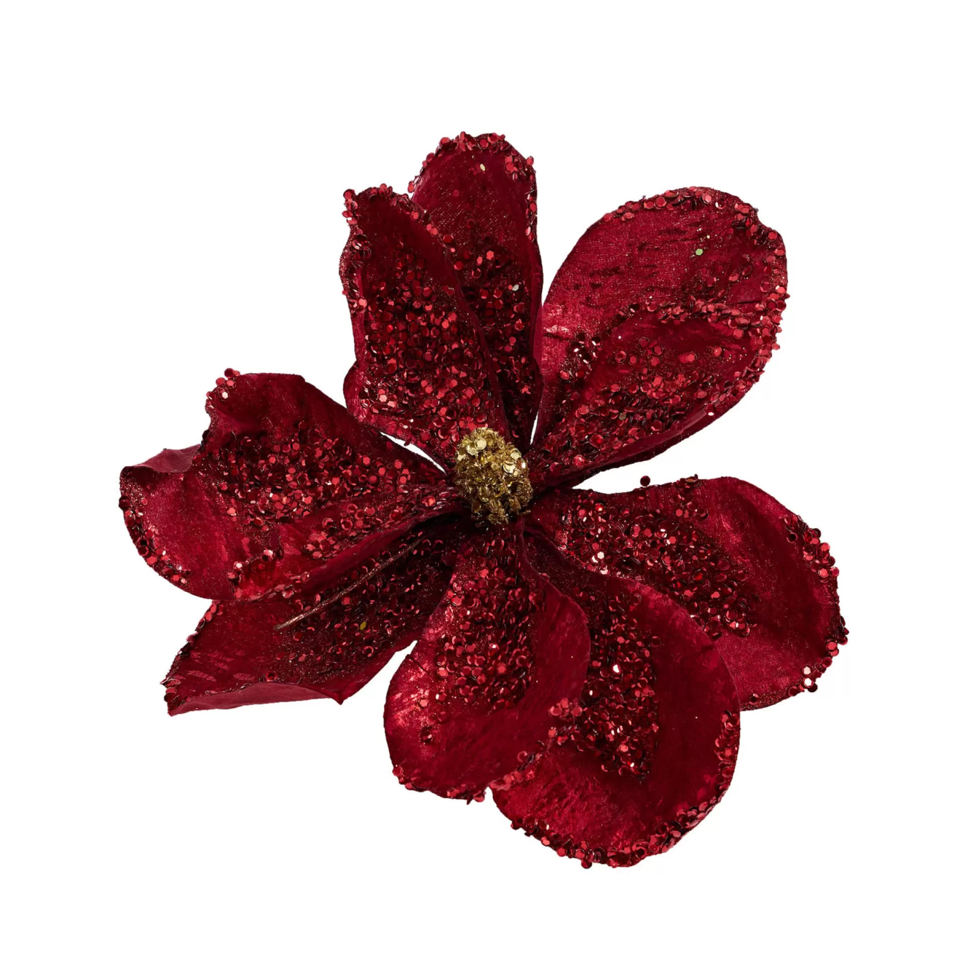 Pick & Berries>Christmas World Magnolia Velour Flower With Clip (22Cm)