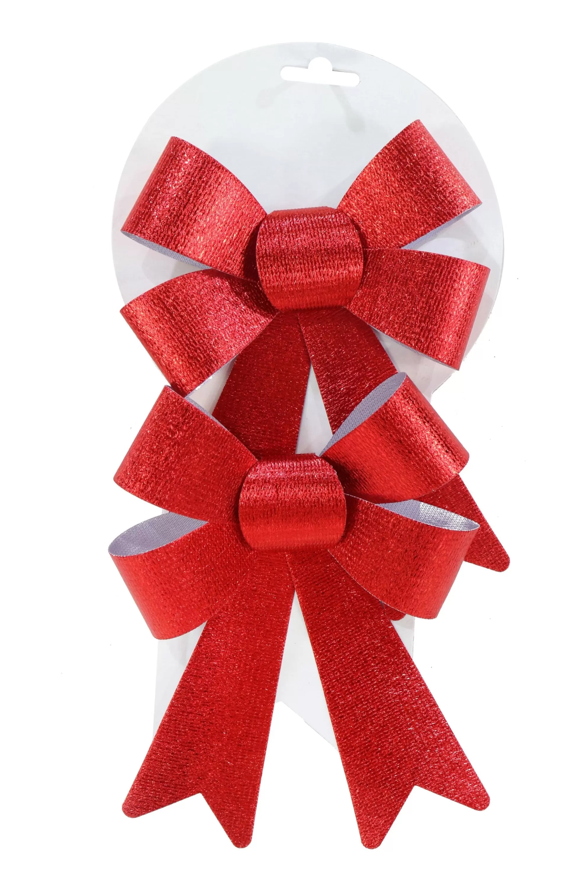 Traditional & Berry>Christmas World Medium Metallic Bow (2Pk)