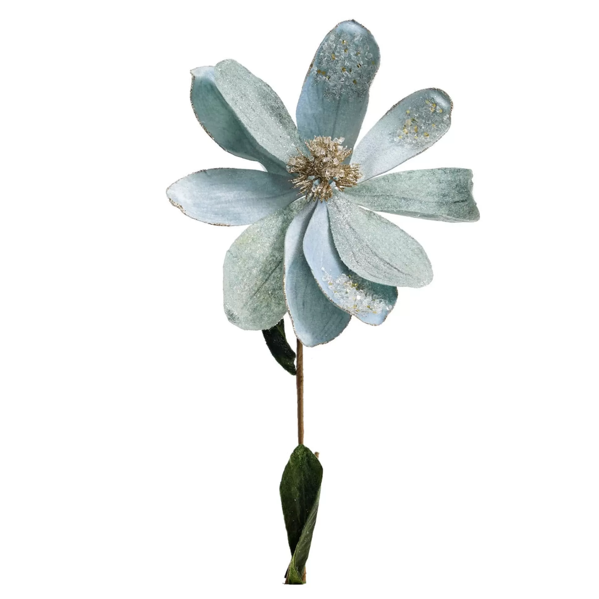 Magical Winter Wonderland>Christmas World Pale Blue Magnolia Stem (63Cm)