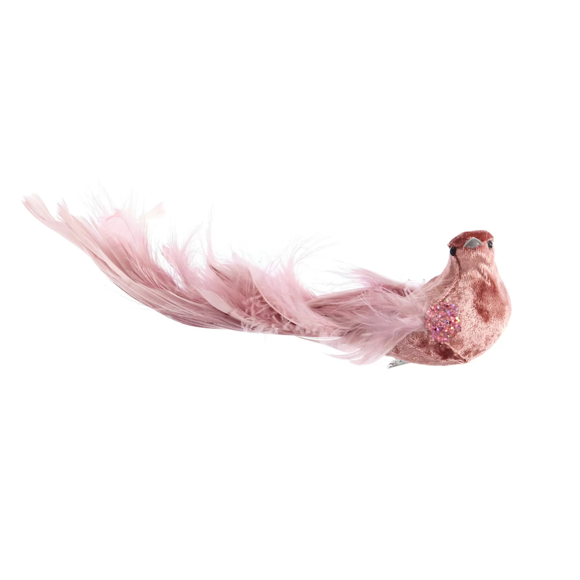 Pretty In Pink & Rose Gold>Christmas World Pink Feather Bird With Clip (24Cm)