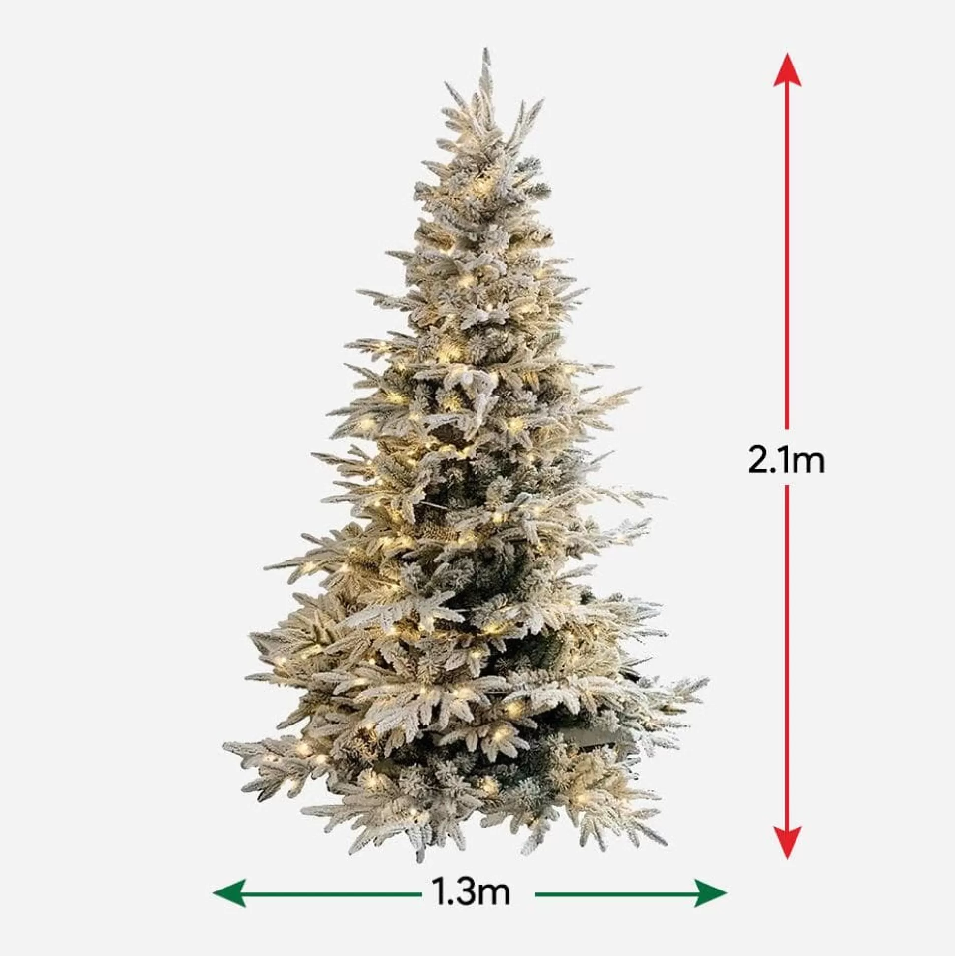 Artificial Trees>Christmas World Pre-Lit Flocked Fir Tree 7Ft (2.1M)