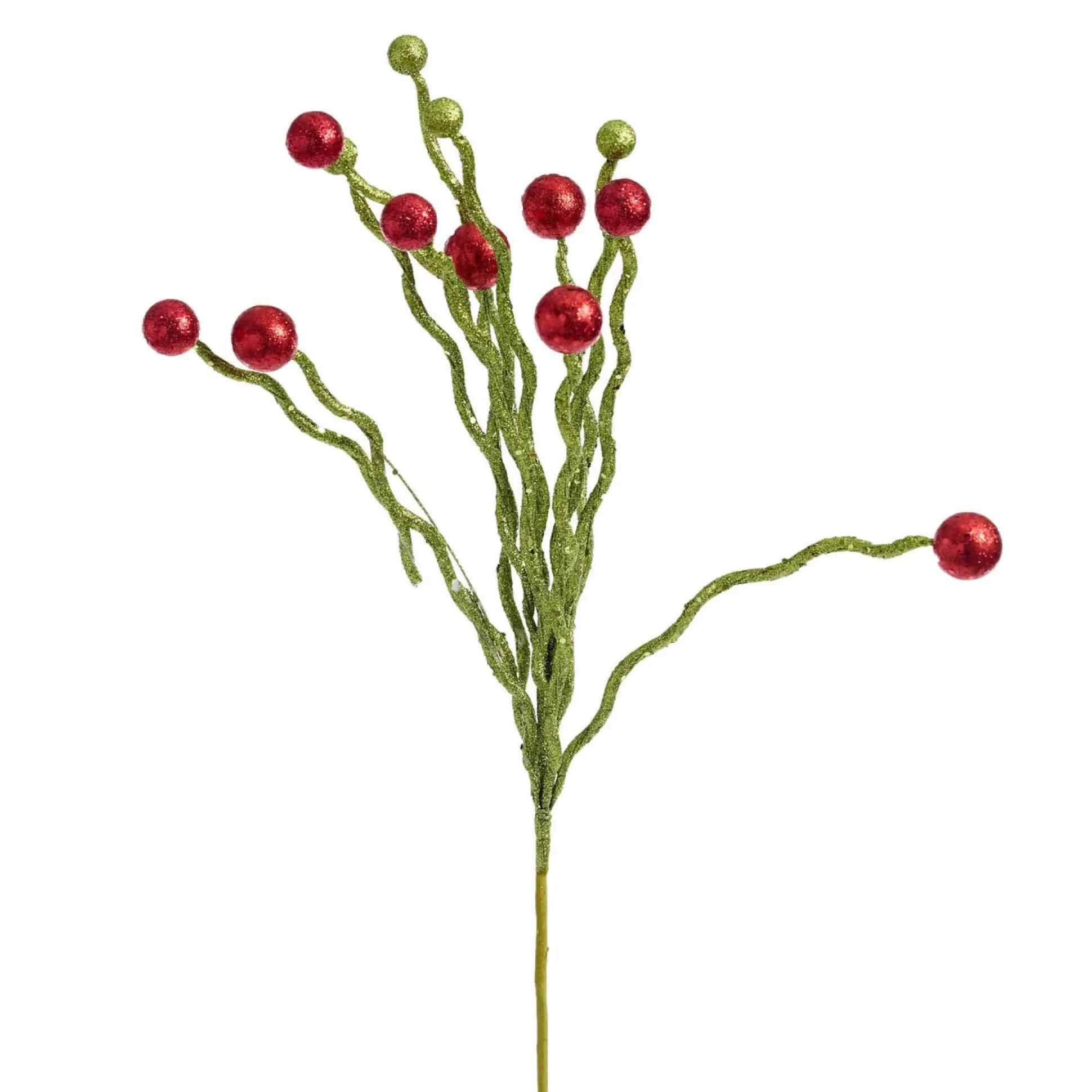 Pick & Berries>Christmas World Red And Green Glitter Stem (75Cm)