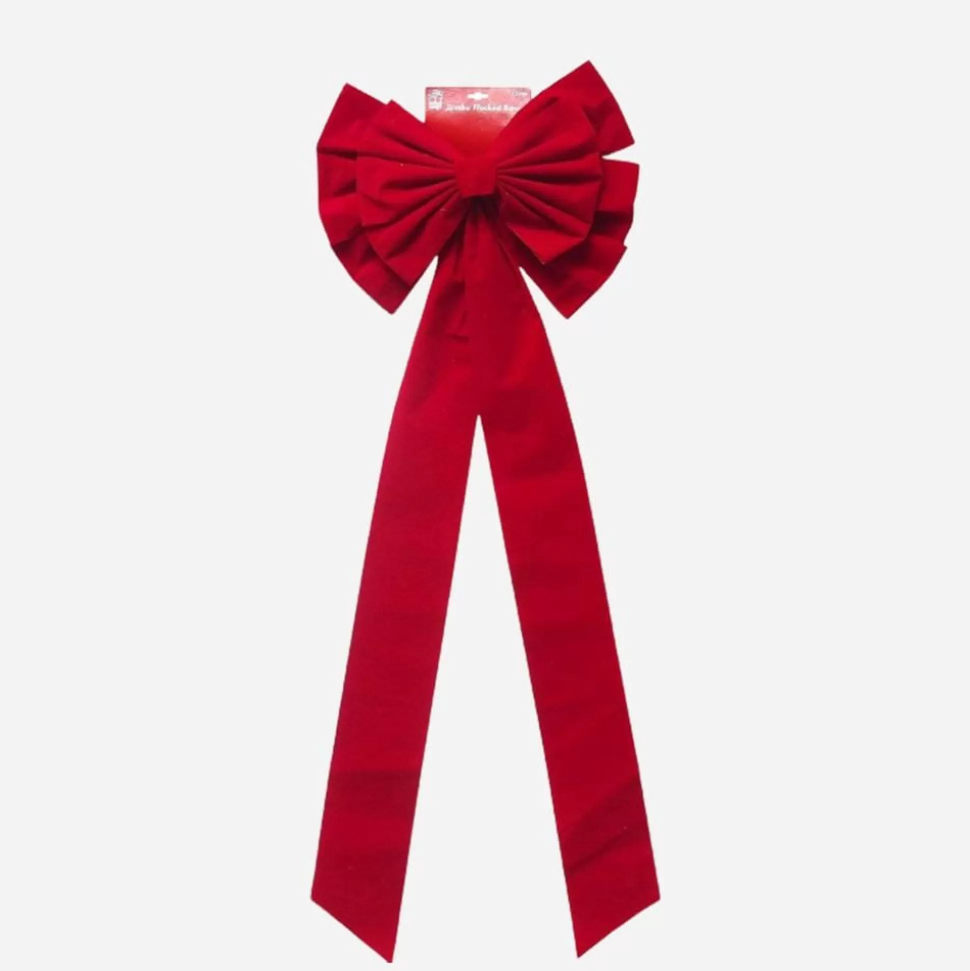 Wreaths, Garlands And Bows>Christmas World Red Flocked Bow Jumbo