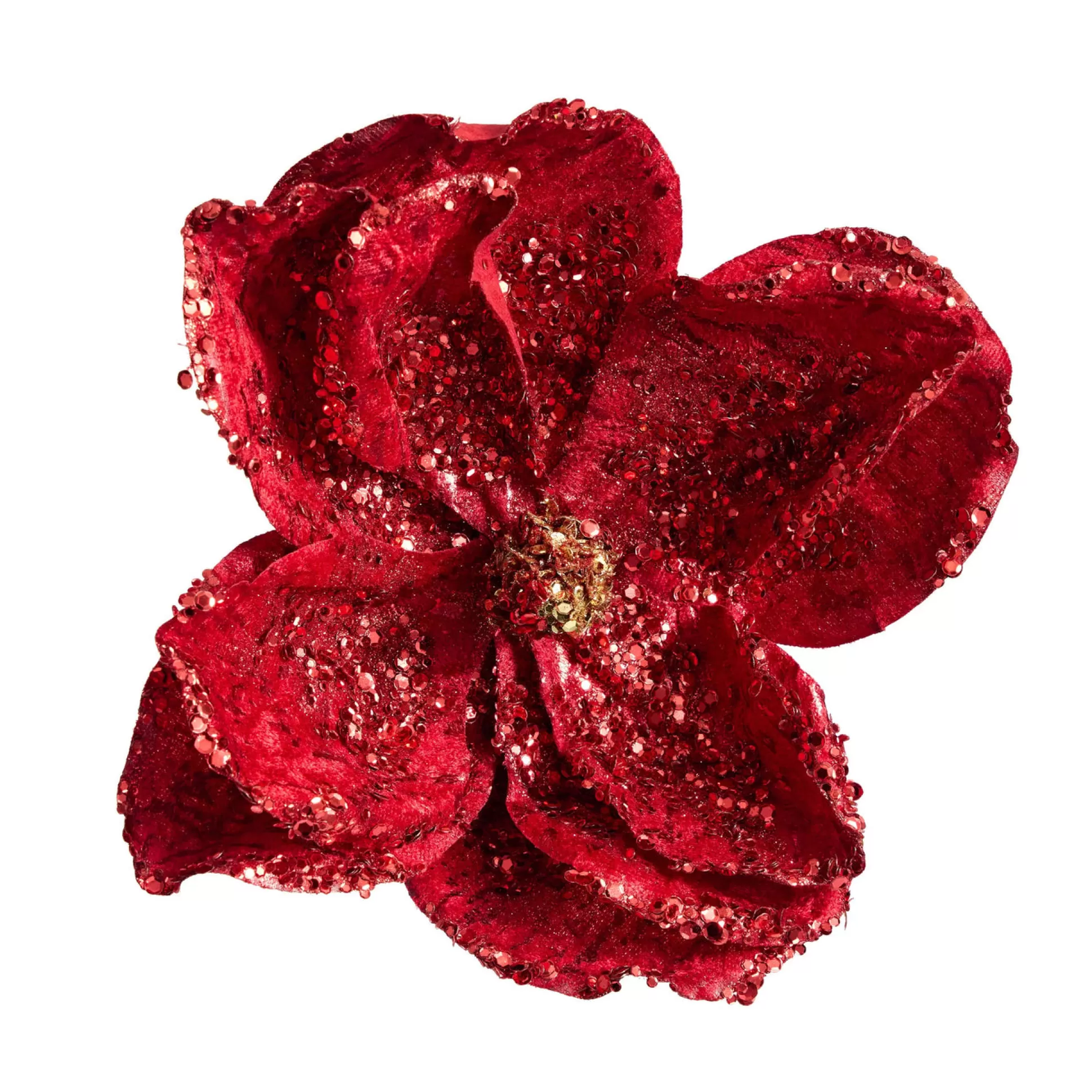 Traditional & Berry>Christmas World Red Magnolia With Clip (19Cm)