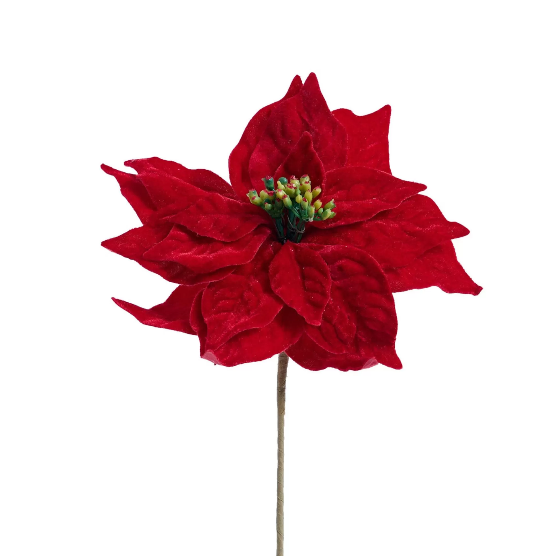 Traditional & Berry>Christmas World Red Velour Poinsettia (30Cm)